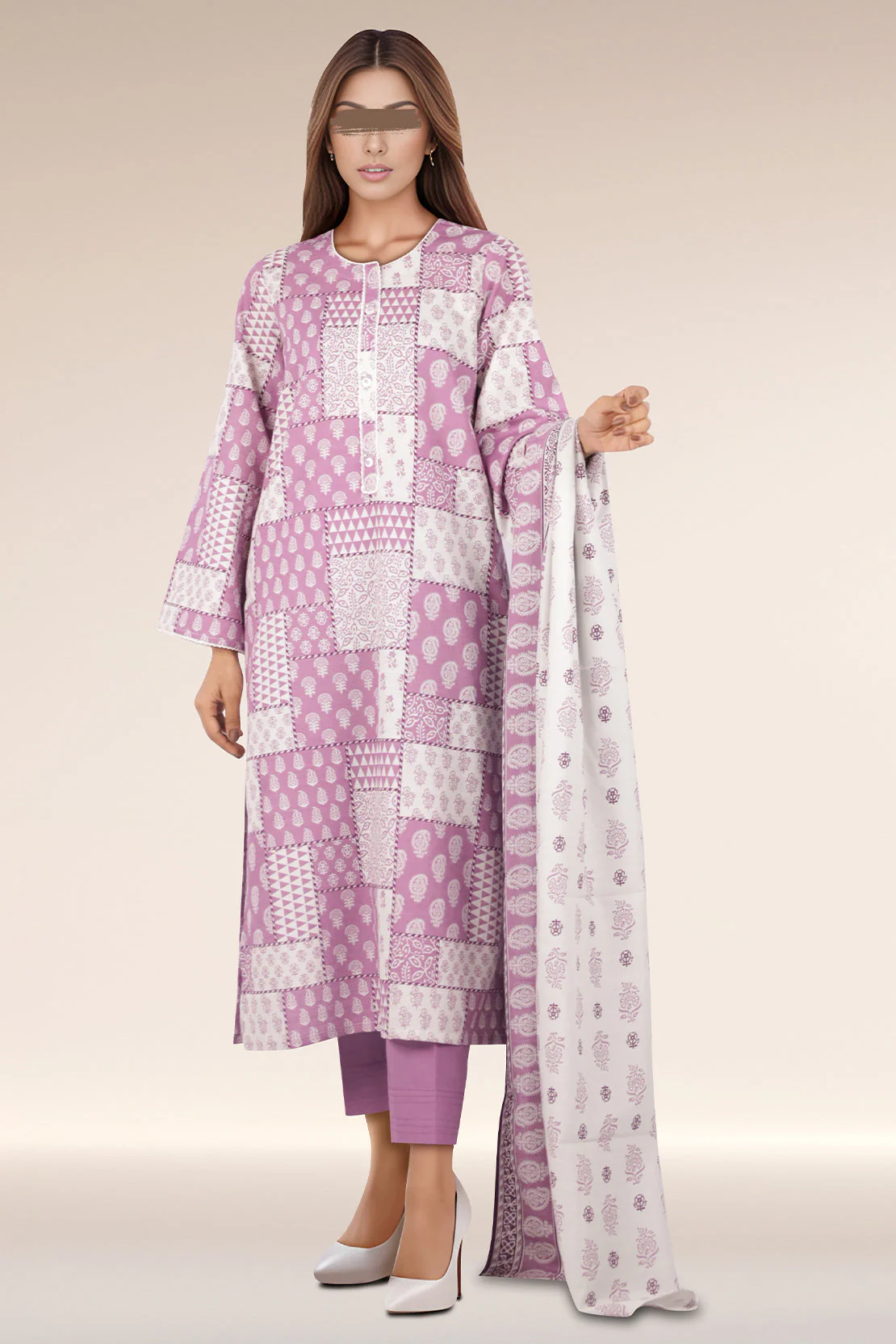 Unstitched Printed Cotton Khaddar 3 Piece