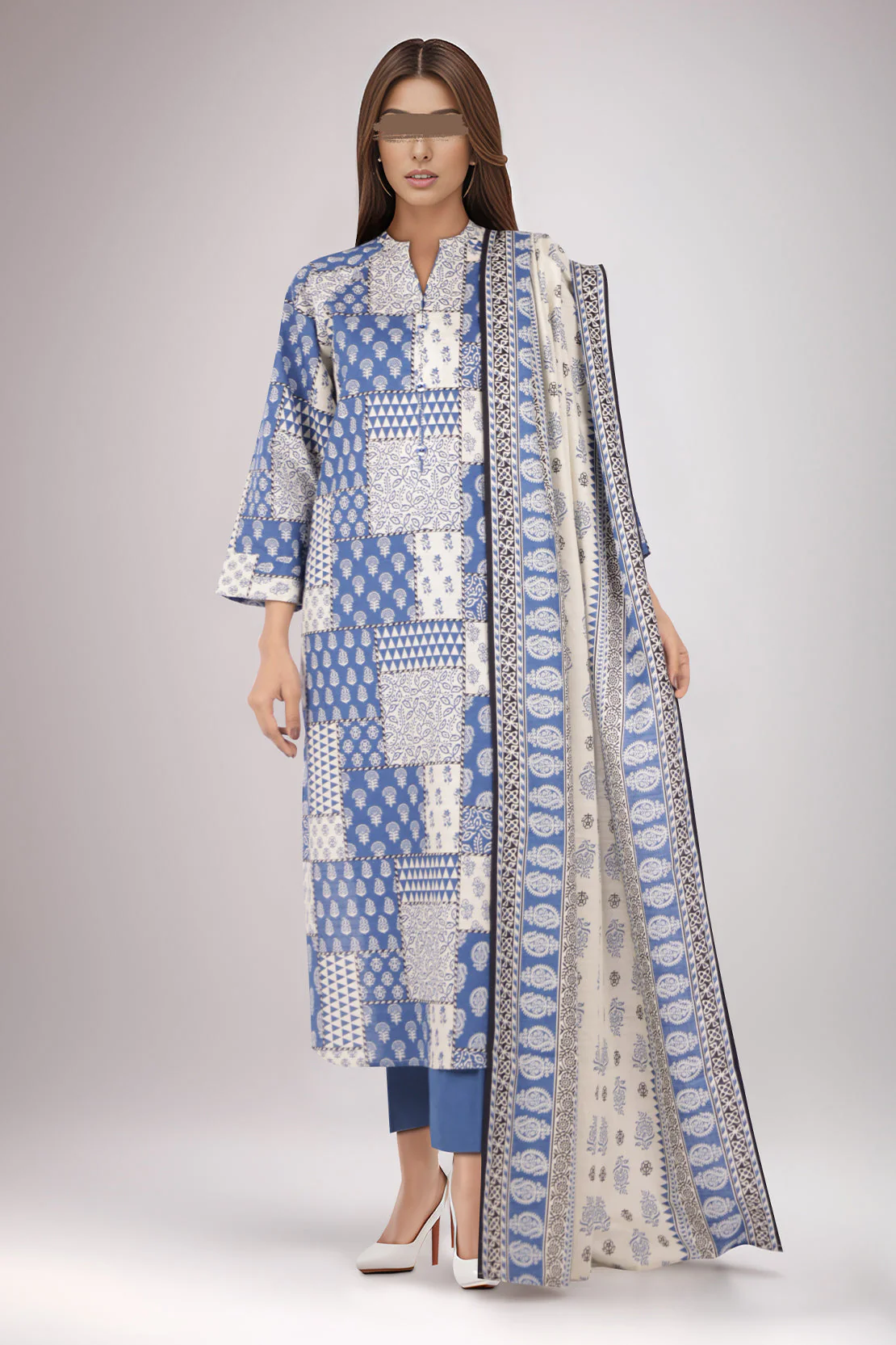 Unstitched Printed Cotton Khaddar 3 Piece