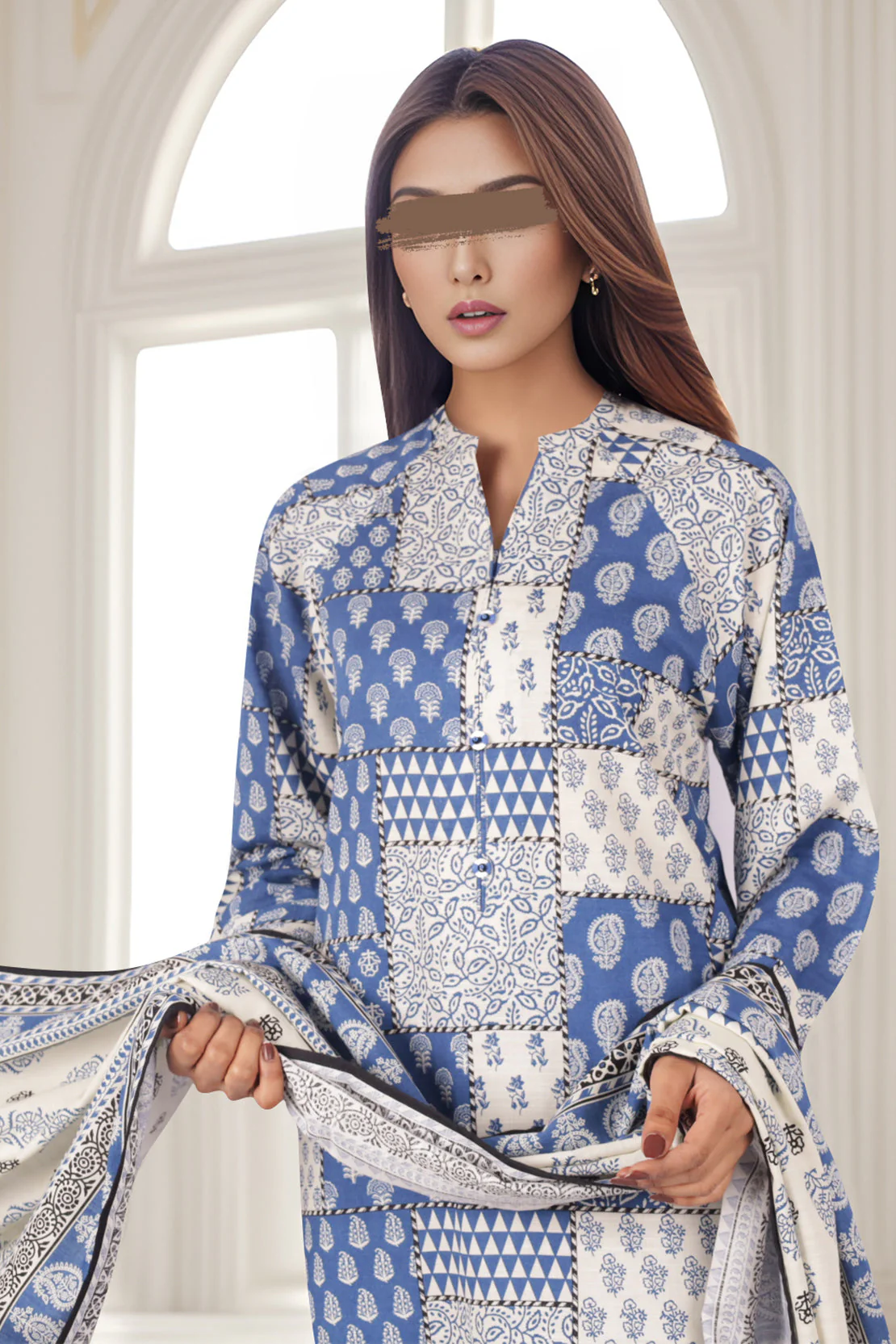 Unstitched Printed Cotton Khaddar 3 Piece - Image 2