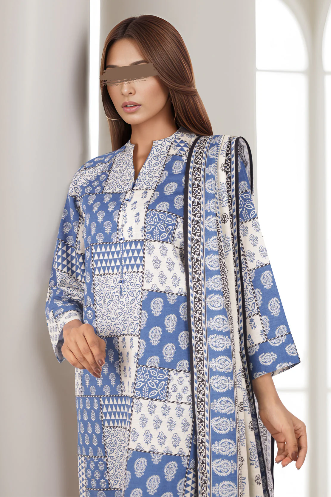 Unstitched Printed Cotton Khaddar 3 Piece - Image 3
