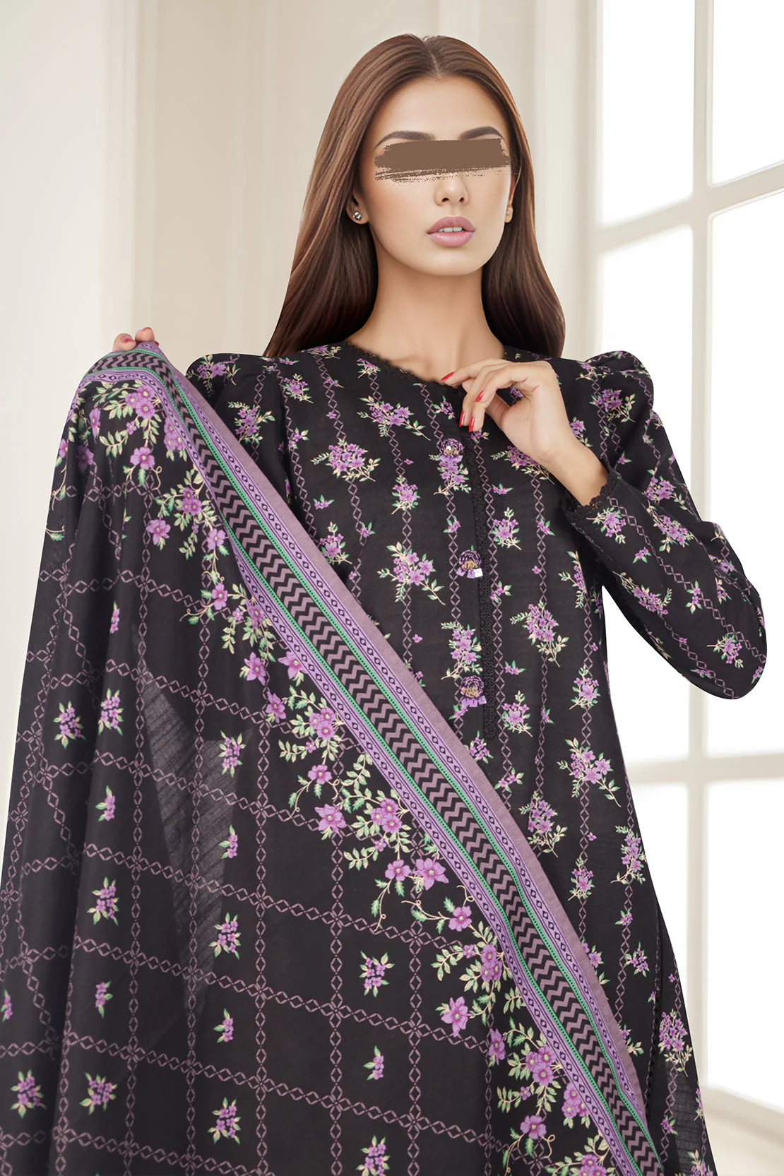 Unstitched Printed Cotton Khaddar 3 Piece