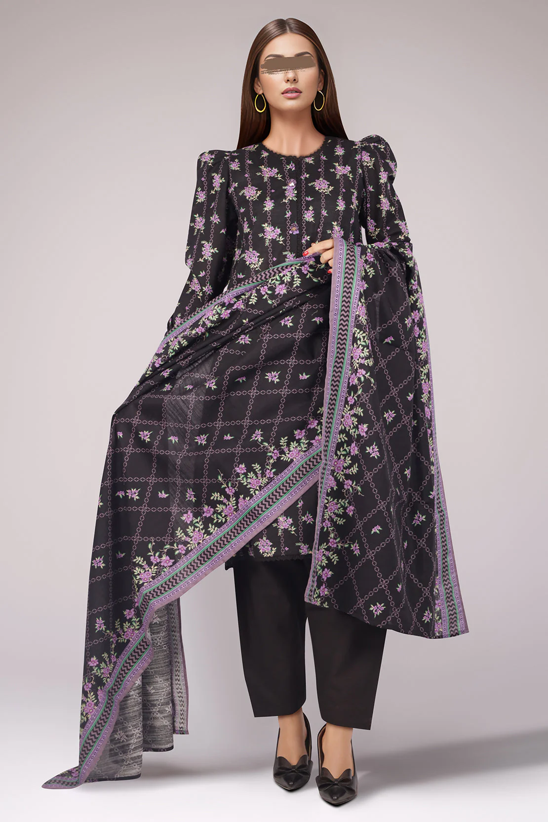 Unstitched Printed Cotton Khaddar 3 Piece - Image 2