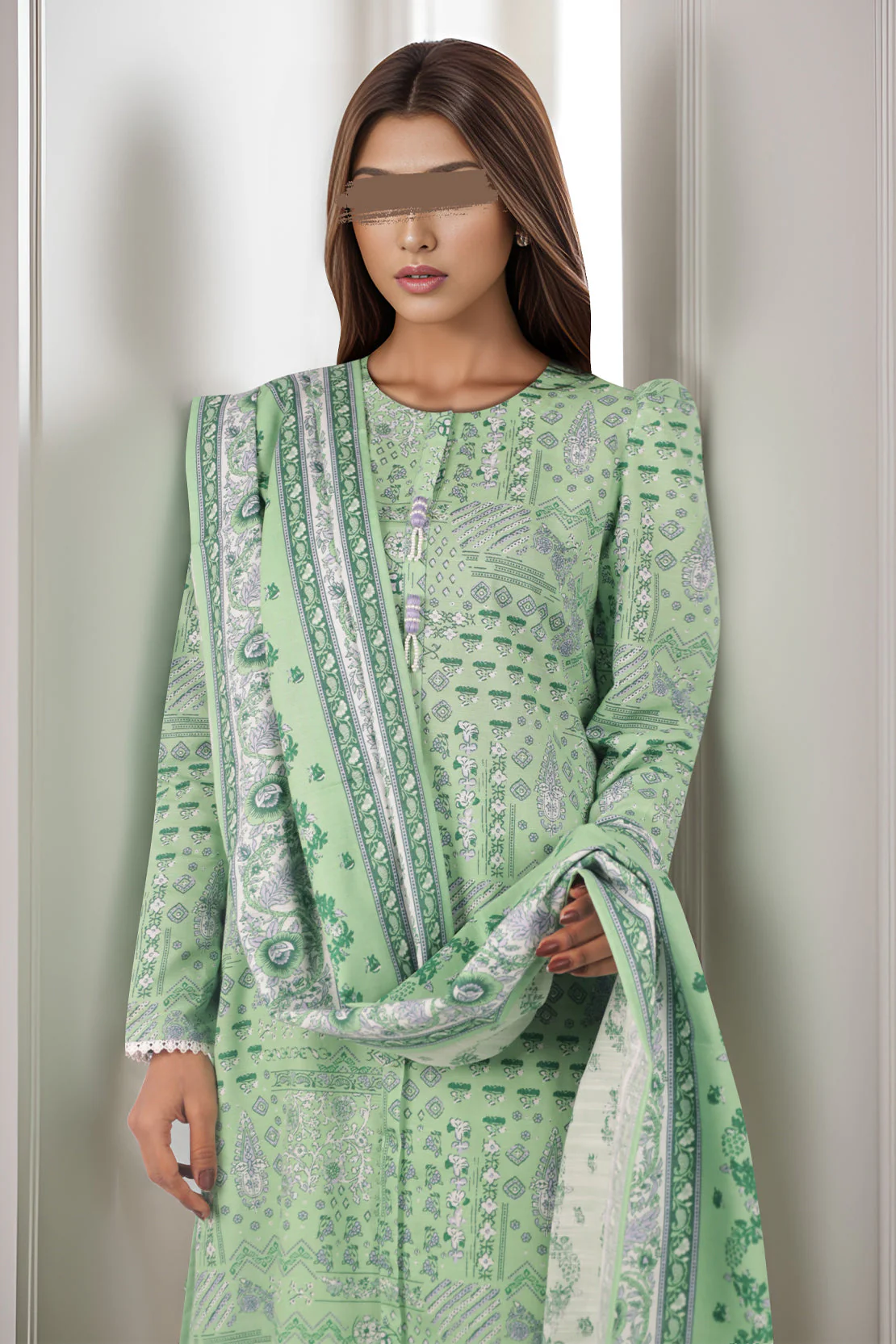 Unstitched Printed Cotton Khaddar 3 Piece