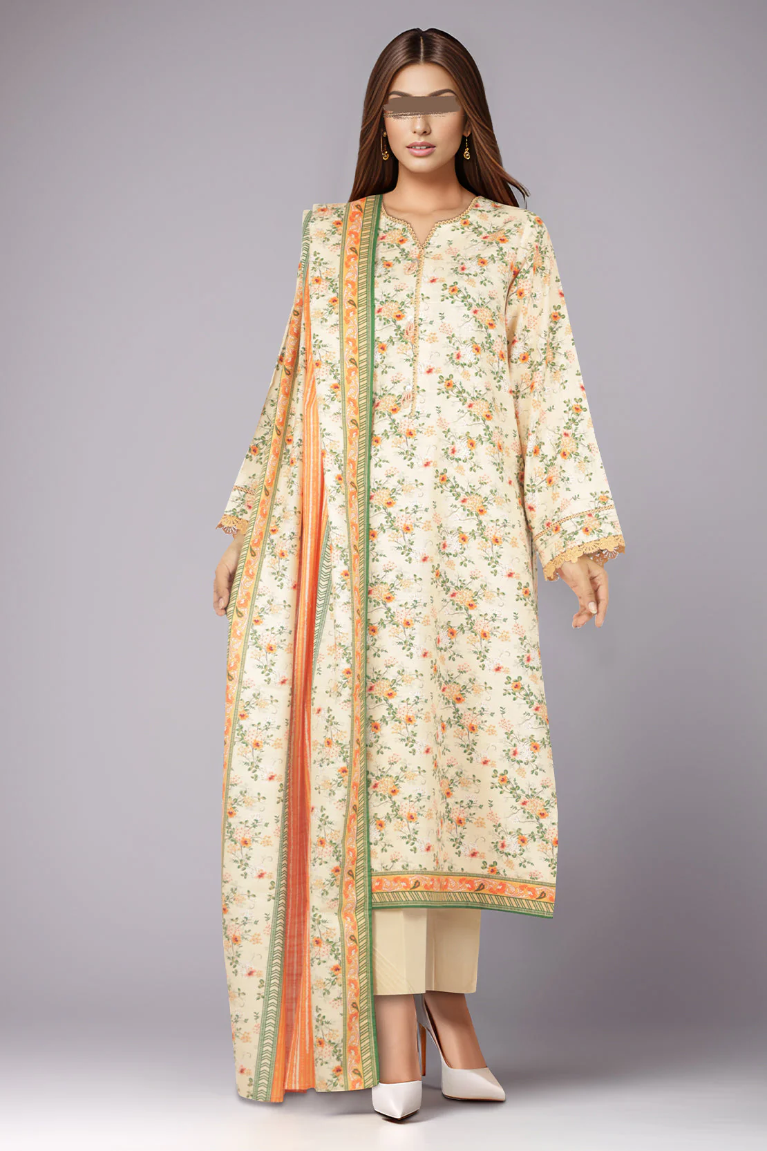 Unstitched Printed Cotton Khaddar 3 Piece - Image 2