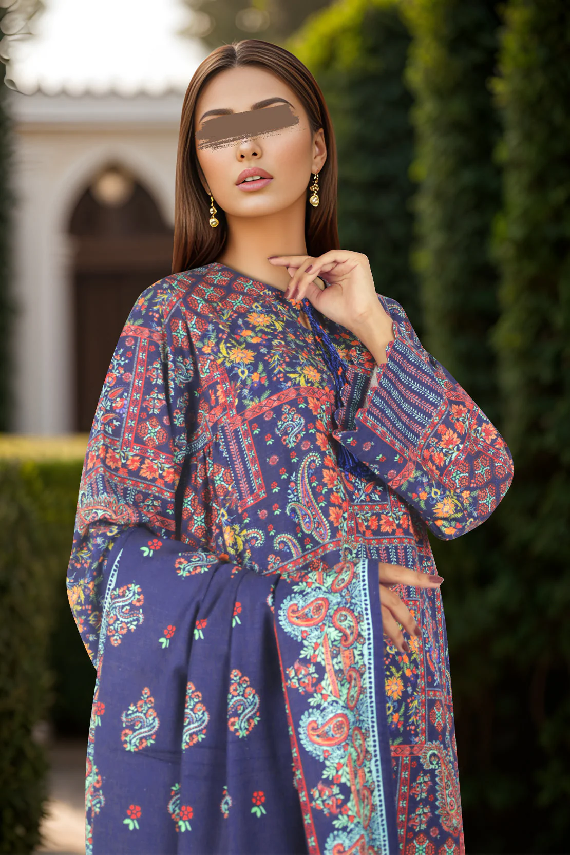 Unstitched Printed Cotton Khaddar 3 Piece - Image 3