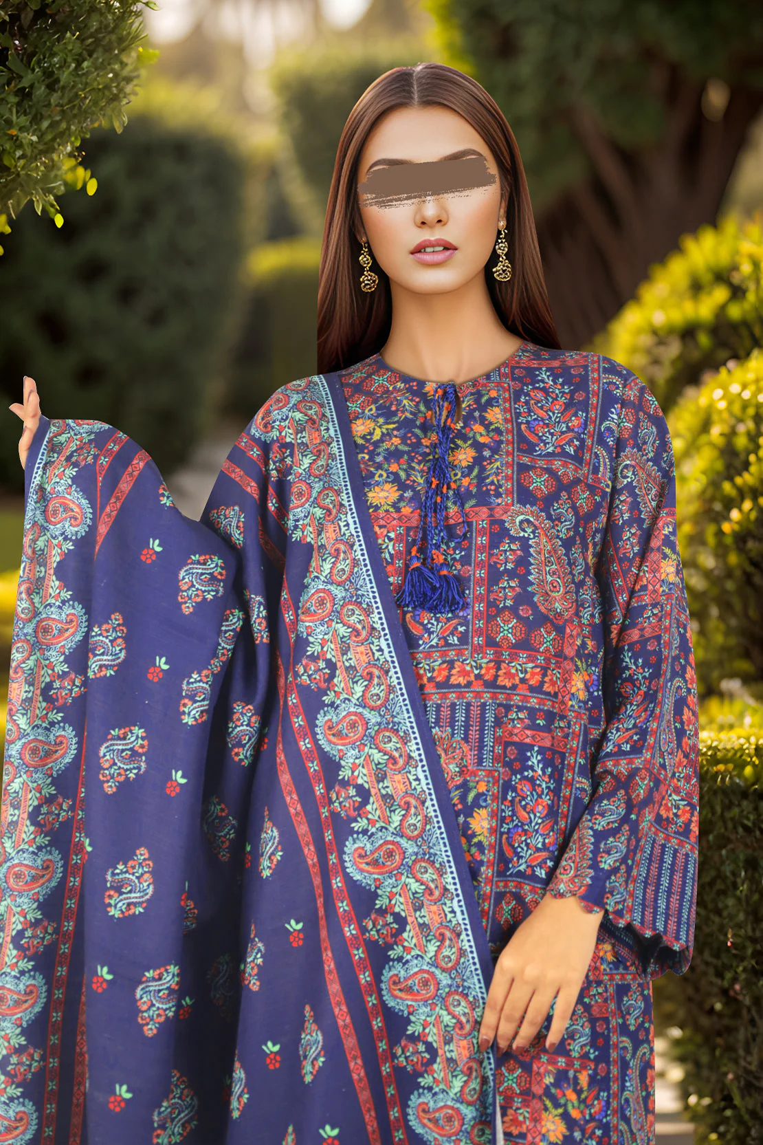 Unstitched Printed Cotton Khaddar 3 Piece - Image 4
