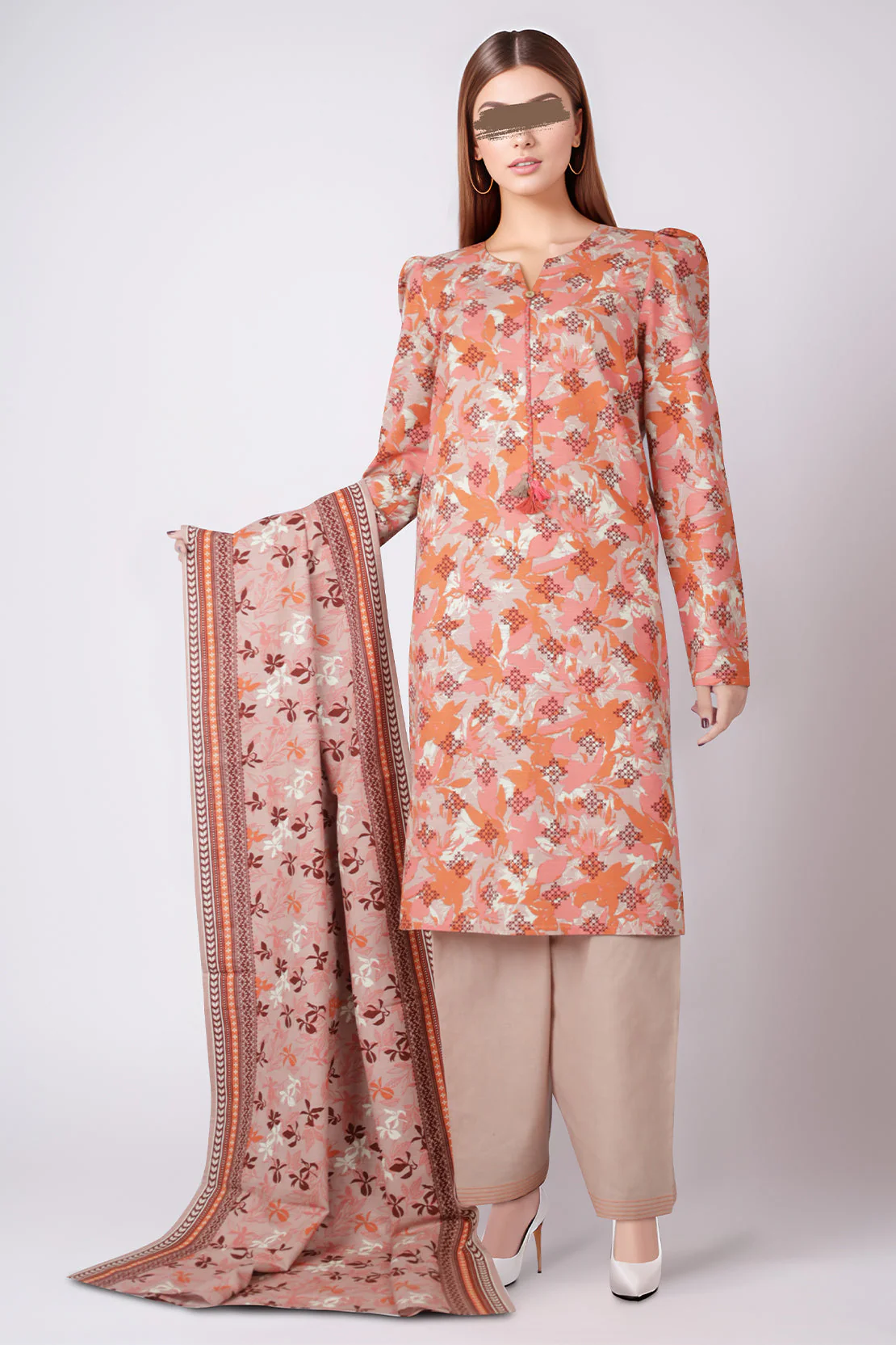 Unstitched Printed Cotton Khaddar 3 Piece - Image 2