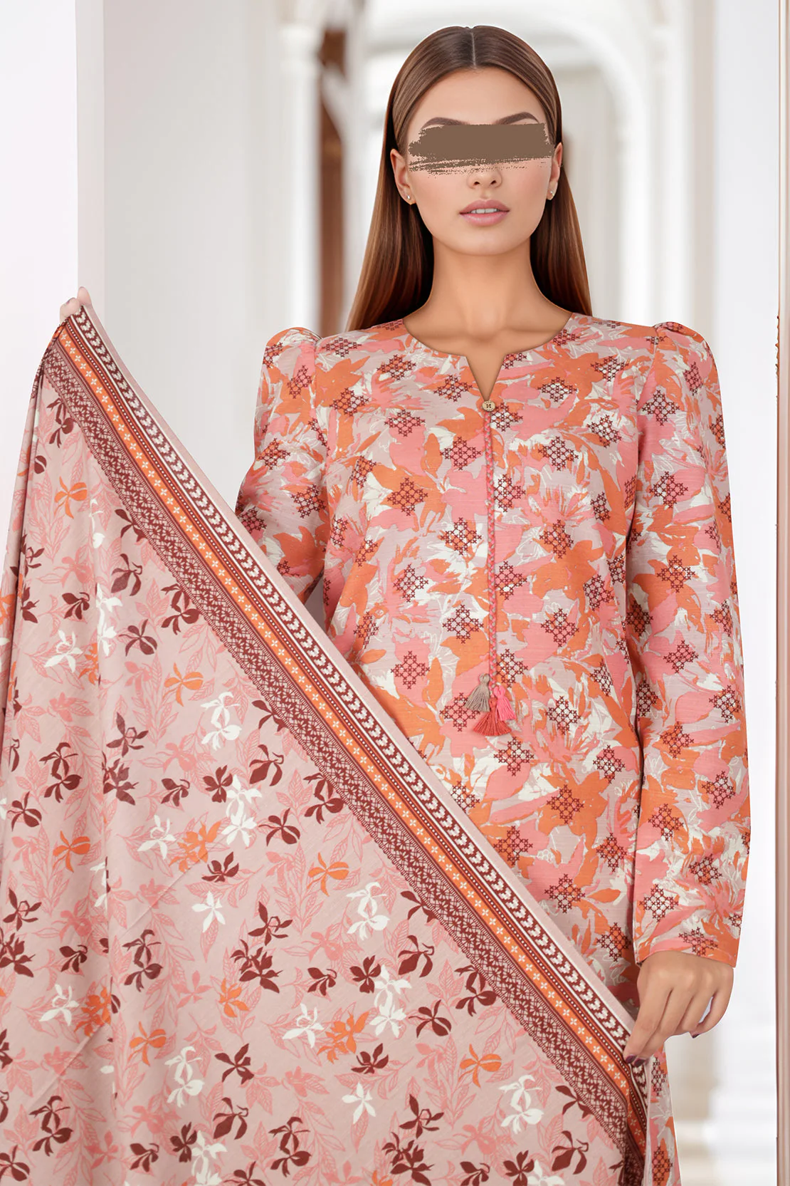 Unstitched Printed Cotton Khaddar 3 Piece - Image 3