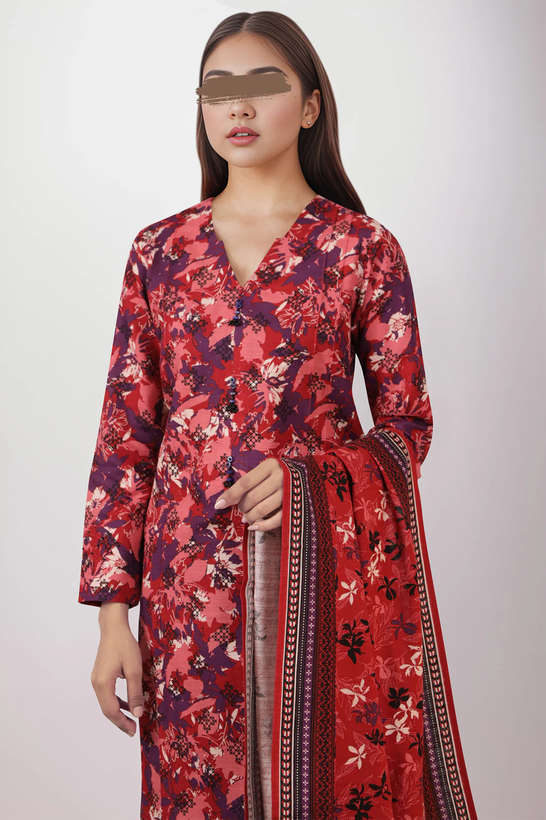 Unstitched Printed Cotton Khaddar 3 Piece - Image 2