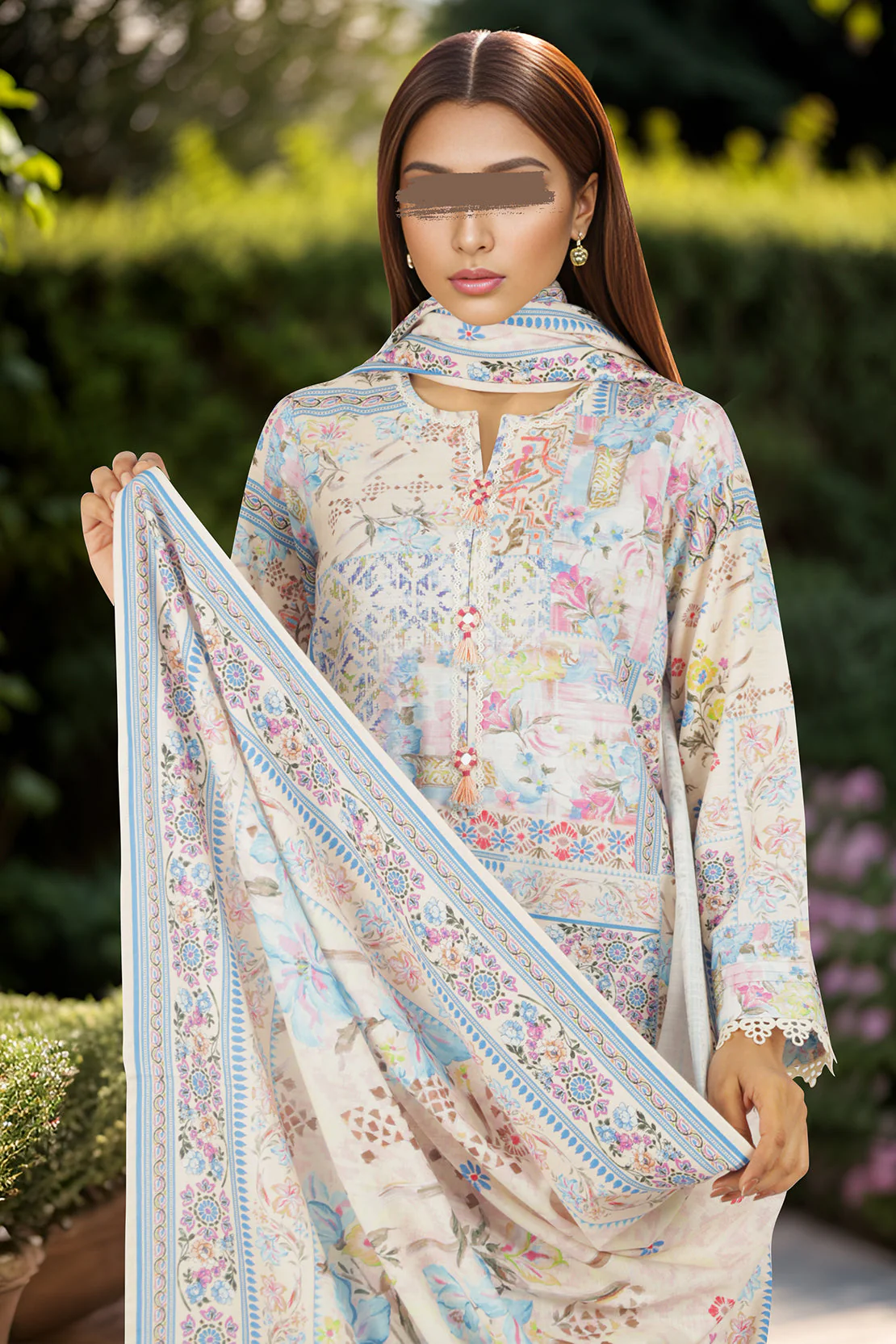 Unstitched Printed Cotton Khaddar 3 Piece - Image 3