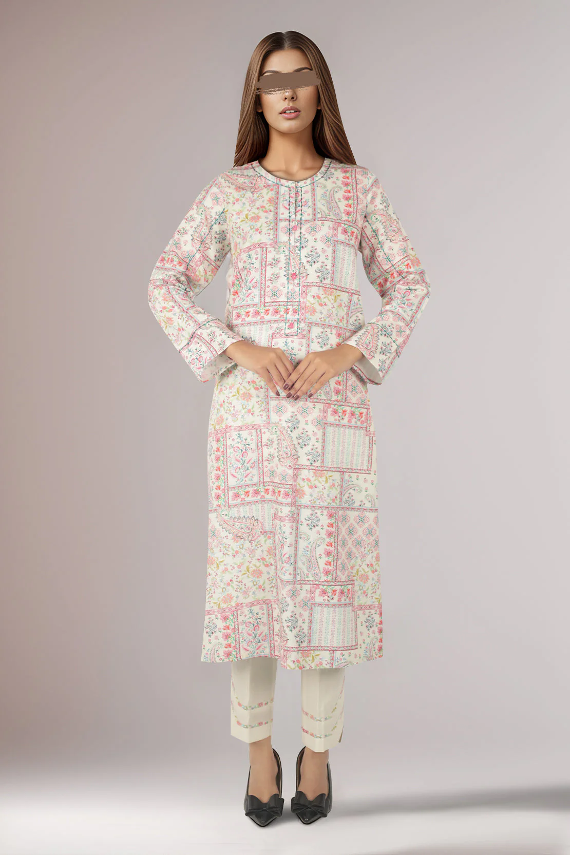 Unstitched Printed Cotton Khaddar 3 Piece - Image 3
