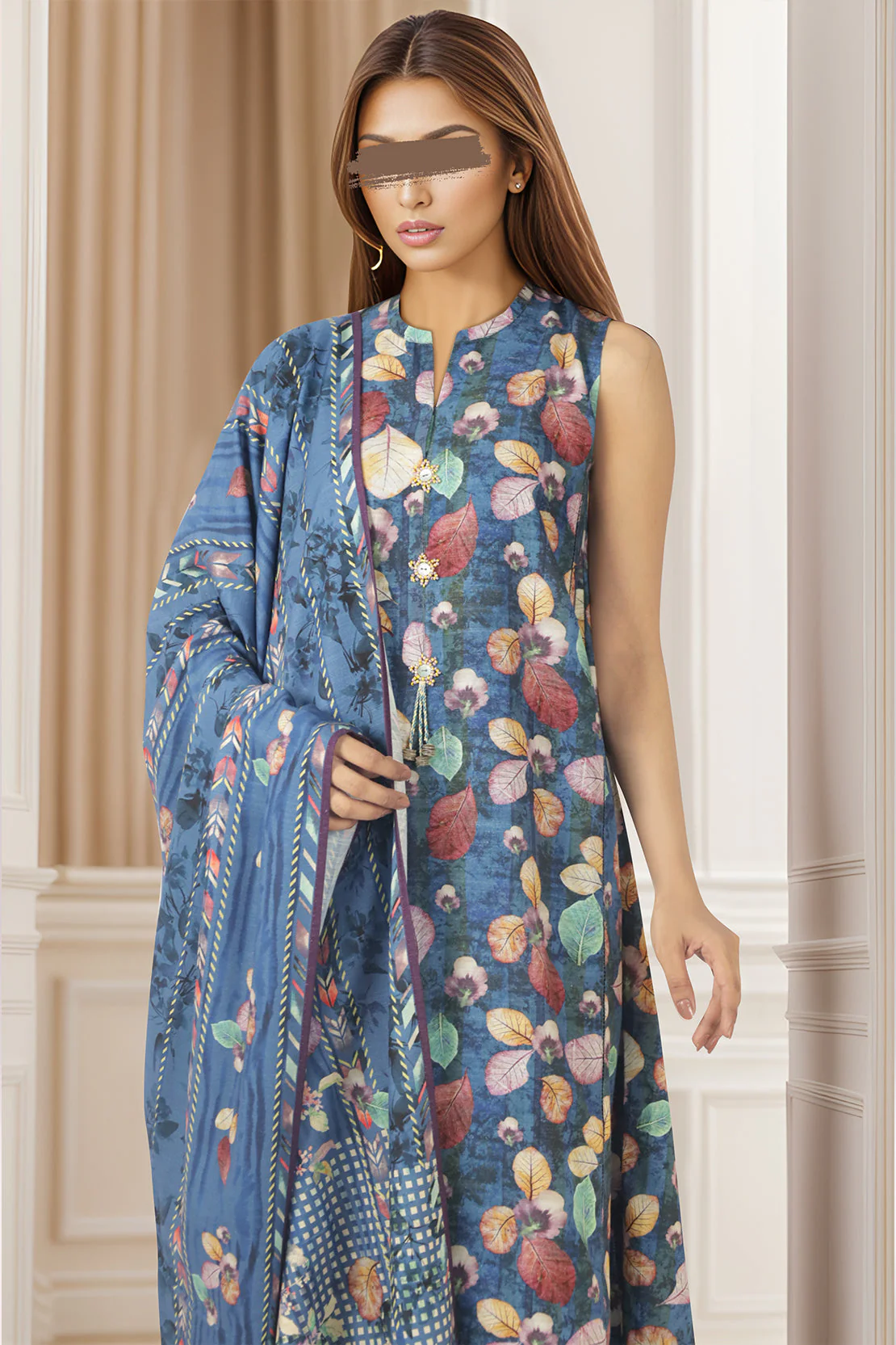 Unstitched Printed Cotton Khaddar 3 Piece - Image 3