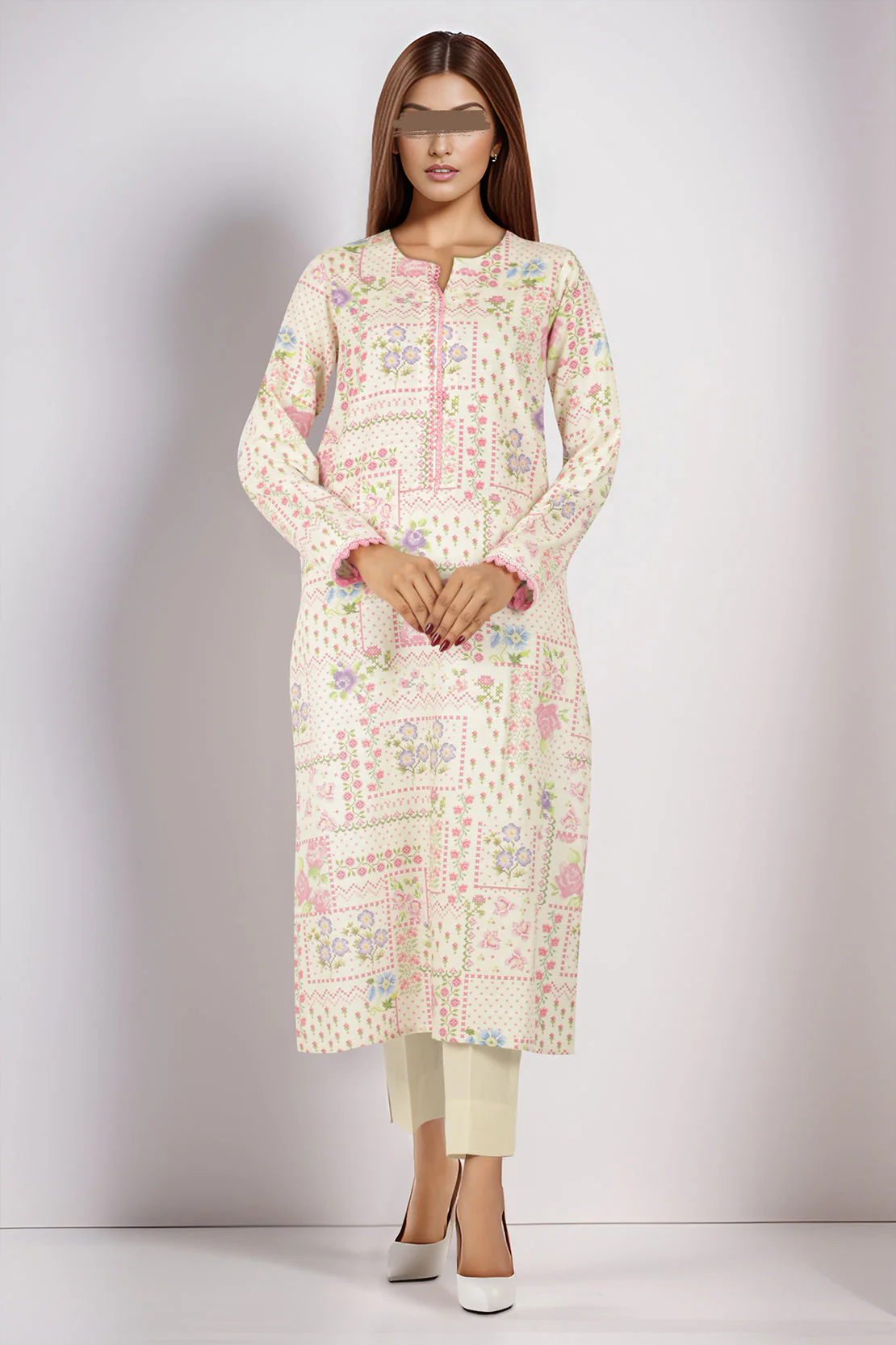 Unstitched Printed Cotton Khaddar 3 Piece - Image 4