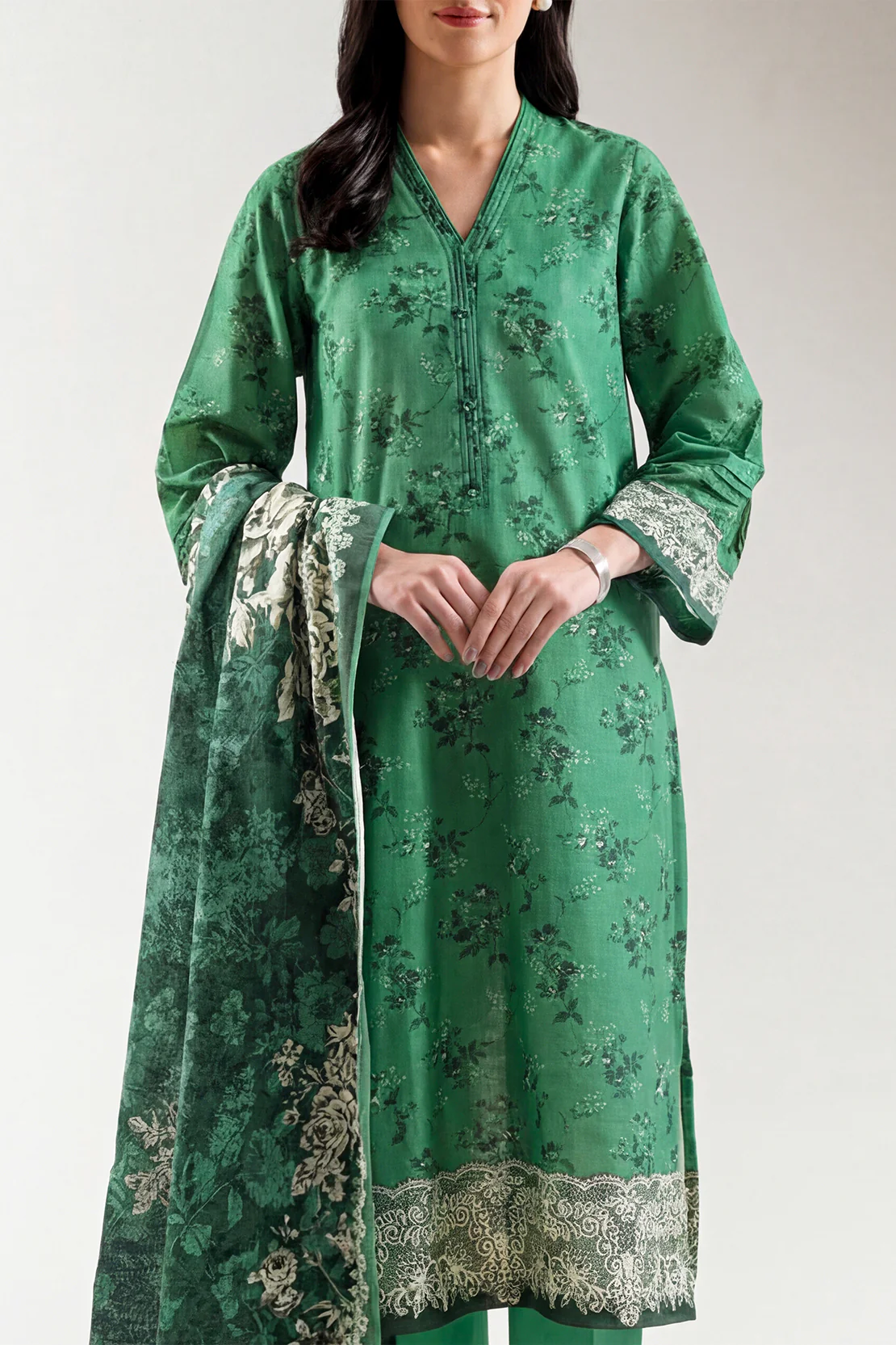 Unstitched Printed Warm Khaddar 3 Piece - Image 3