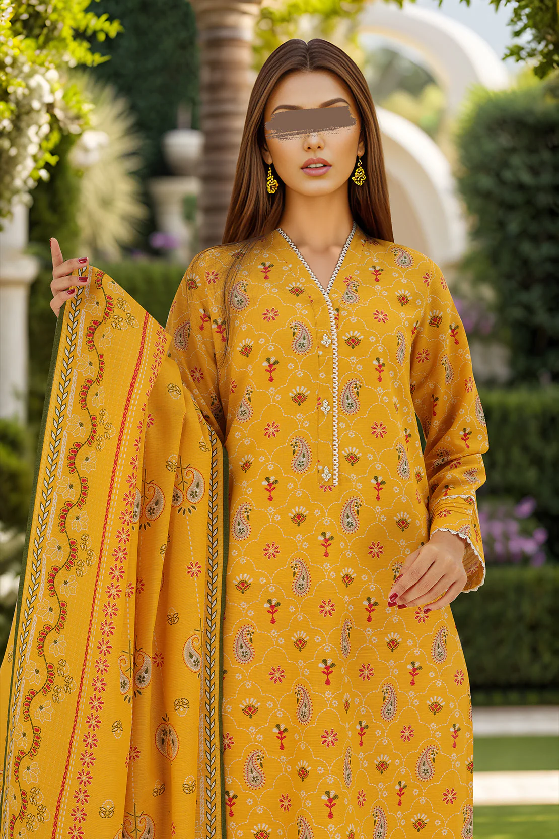 Unstitched Printed Cotton Khaddar 3 Piece - Image 2
