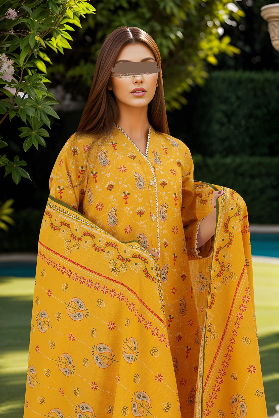 Unstitched Printed Cotton Khaddar 3 Piece - Image 3