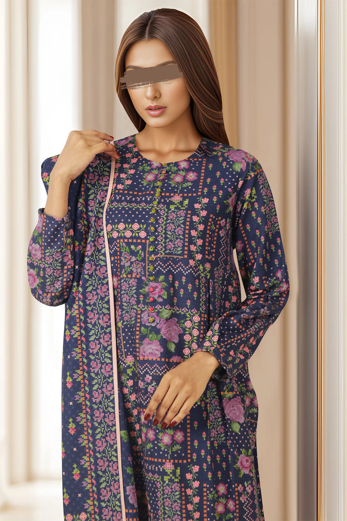Unstitched Printed Cotton Khaddar 3 Piece - Image 3
