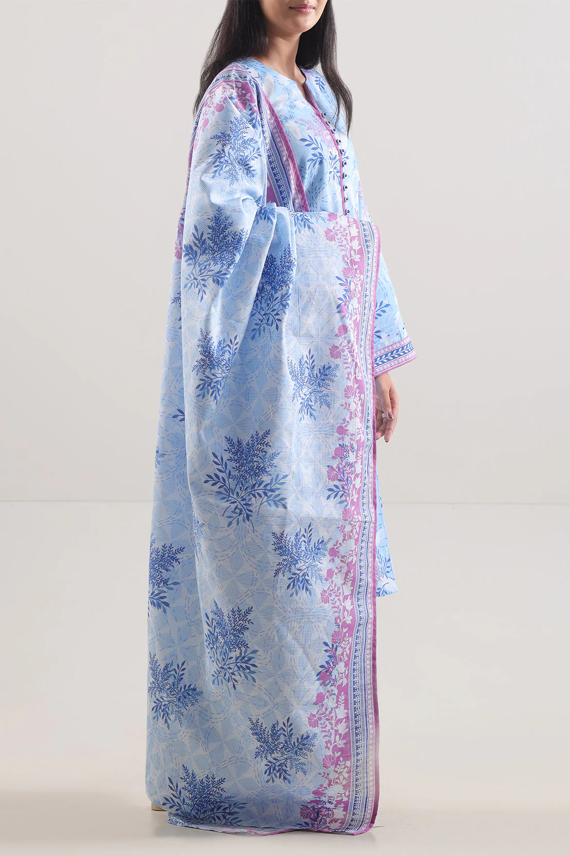 Unstitched Printed Cotton Khaddar 3 Piece - Image 2