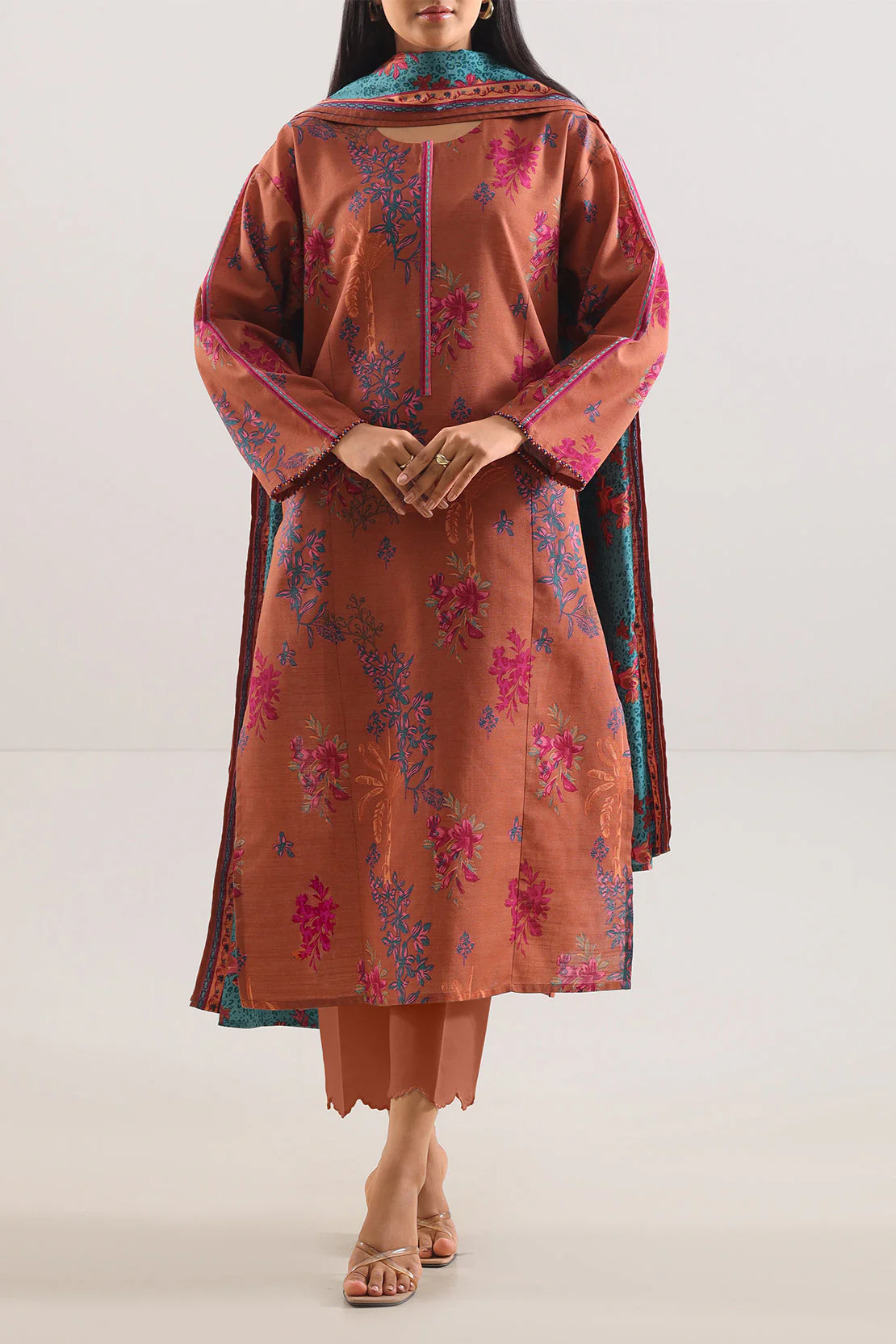 Unstitched Printed Cotton Khaddar 3 Piece