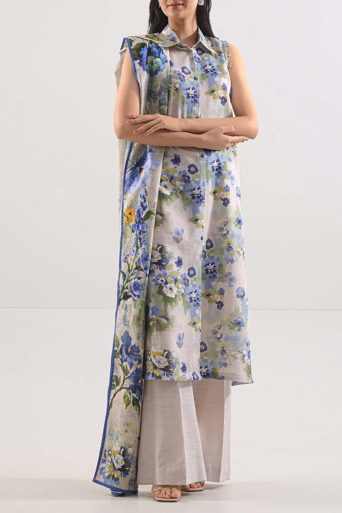 Unstitched Printed Cotton Khaddar 3 Piece