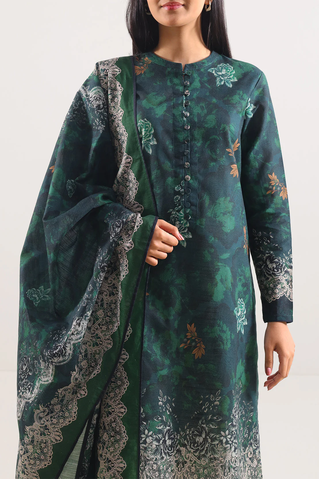 Unstitched Printed Cotton Khaddar 3 Piece - Image 3