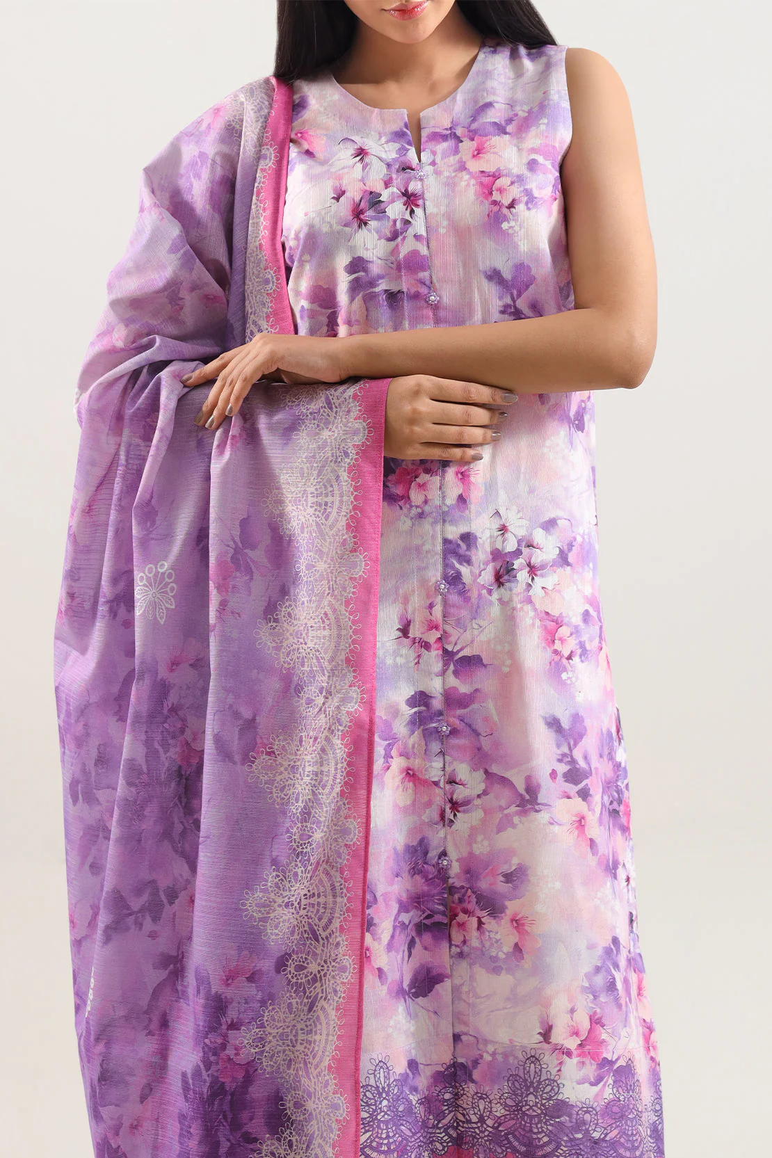 Unstitched Printed Warm Khaddar 3 Piece - Image 2