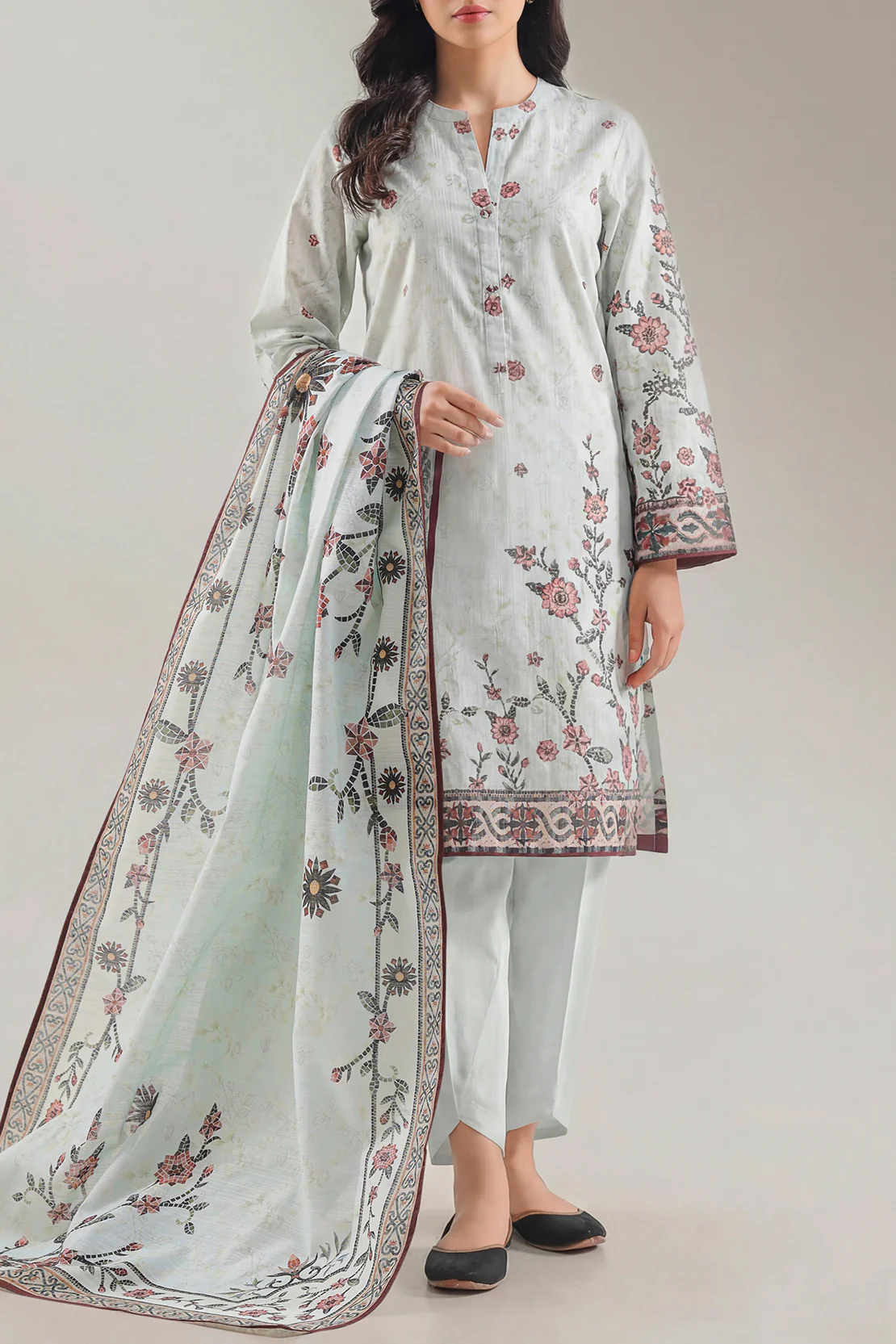 Unstitched Printed Warm Khaddar 3 Piece