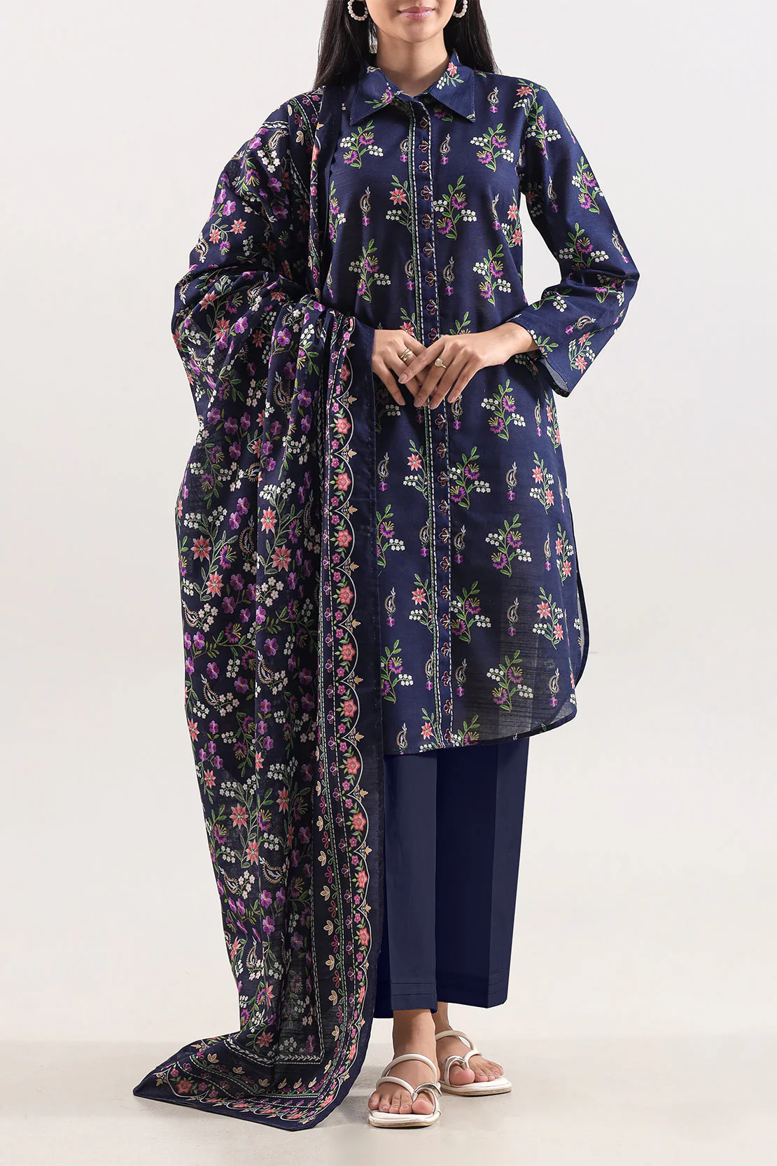 Unstitched Printed Cotton Khaddar 3 Piece