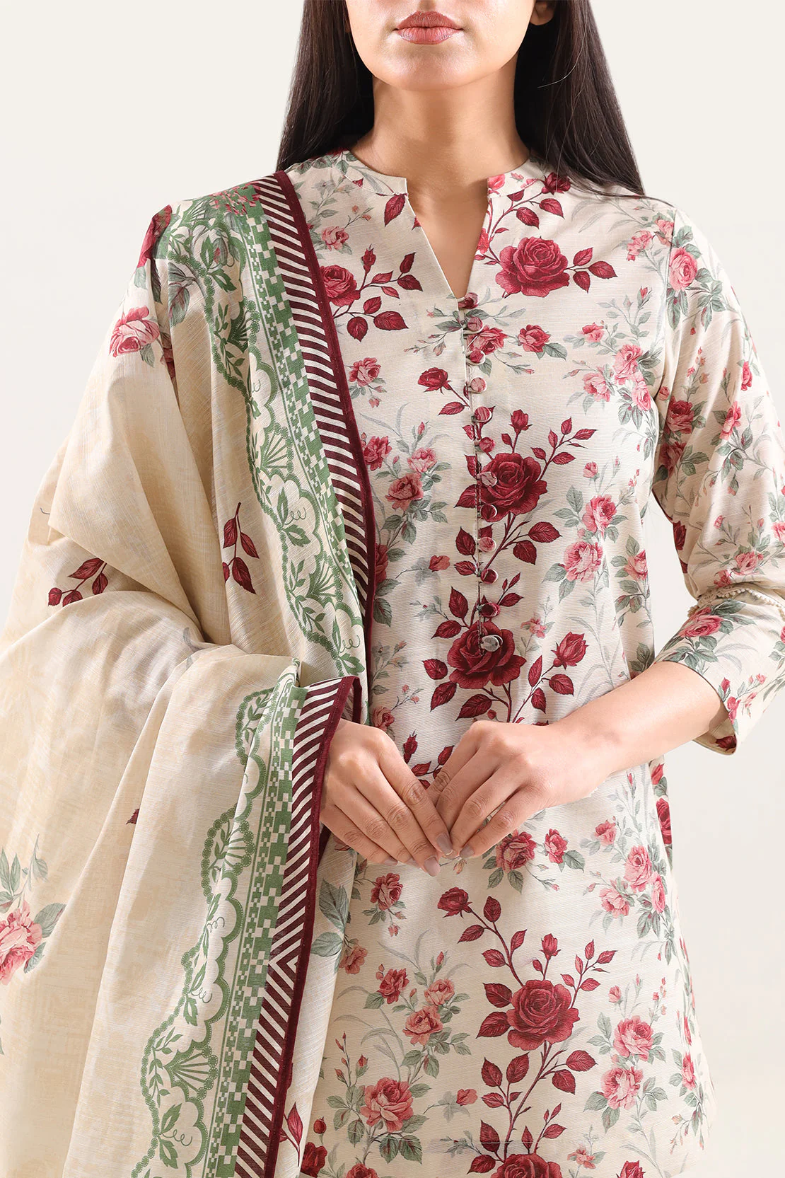 Unstitched Printed Cotton Khaddar 3 Piece - Image 2