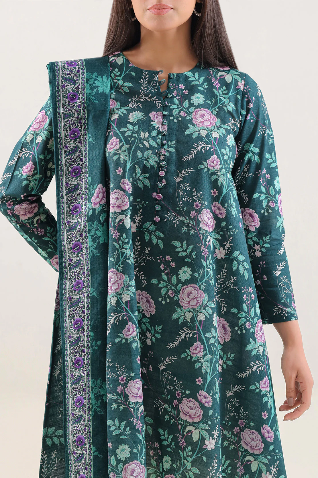 Unstitched Printed Cotton Khaddar 3 Piece - Image 3