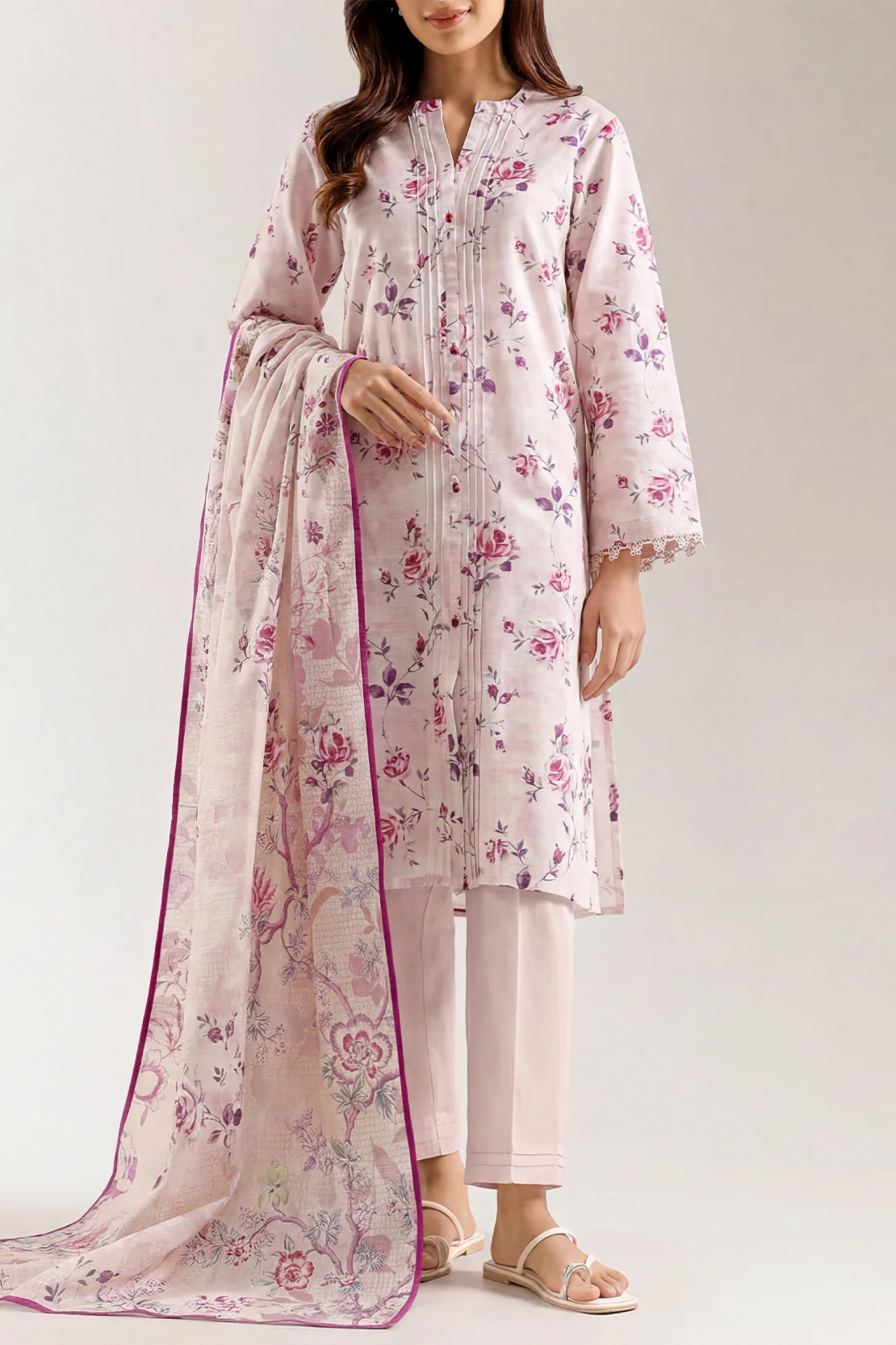 Unstitched Printed Cotton Khaddar 3 Piece