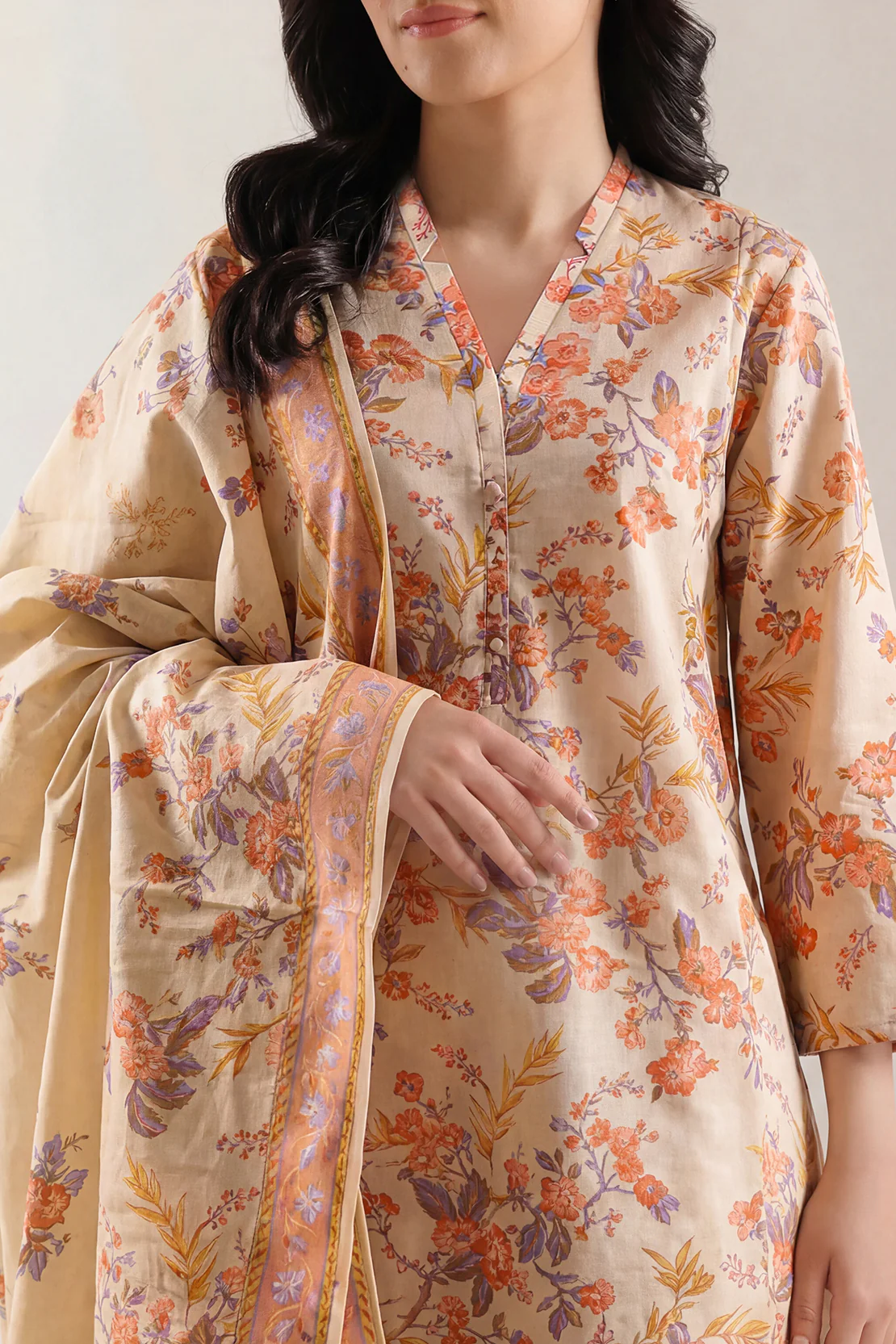 Unstitched Printed Warm Khaddar 3 Piece - Image 3