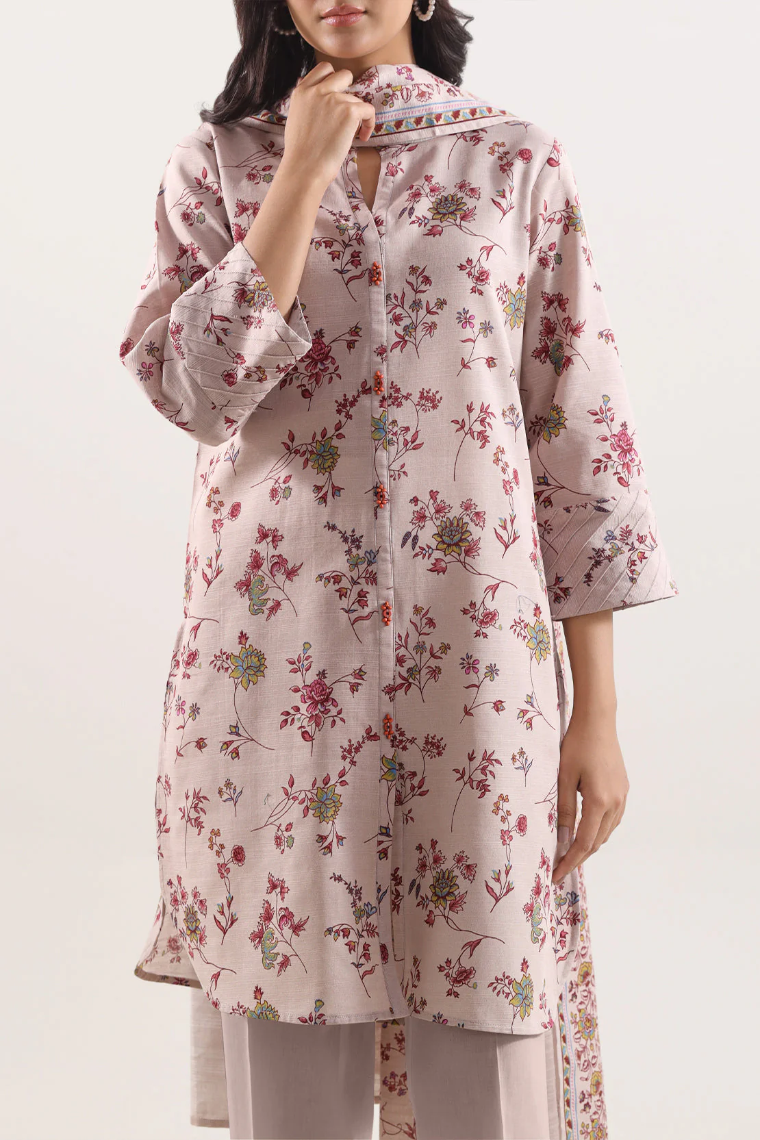 Unstitched Printed Warm Khaddar 3 Piece - Image 3