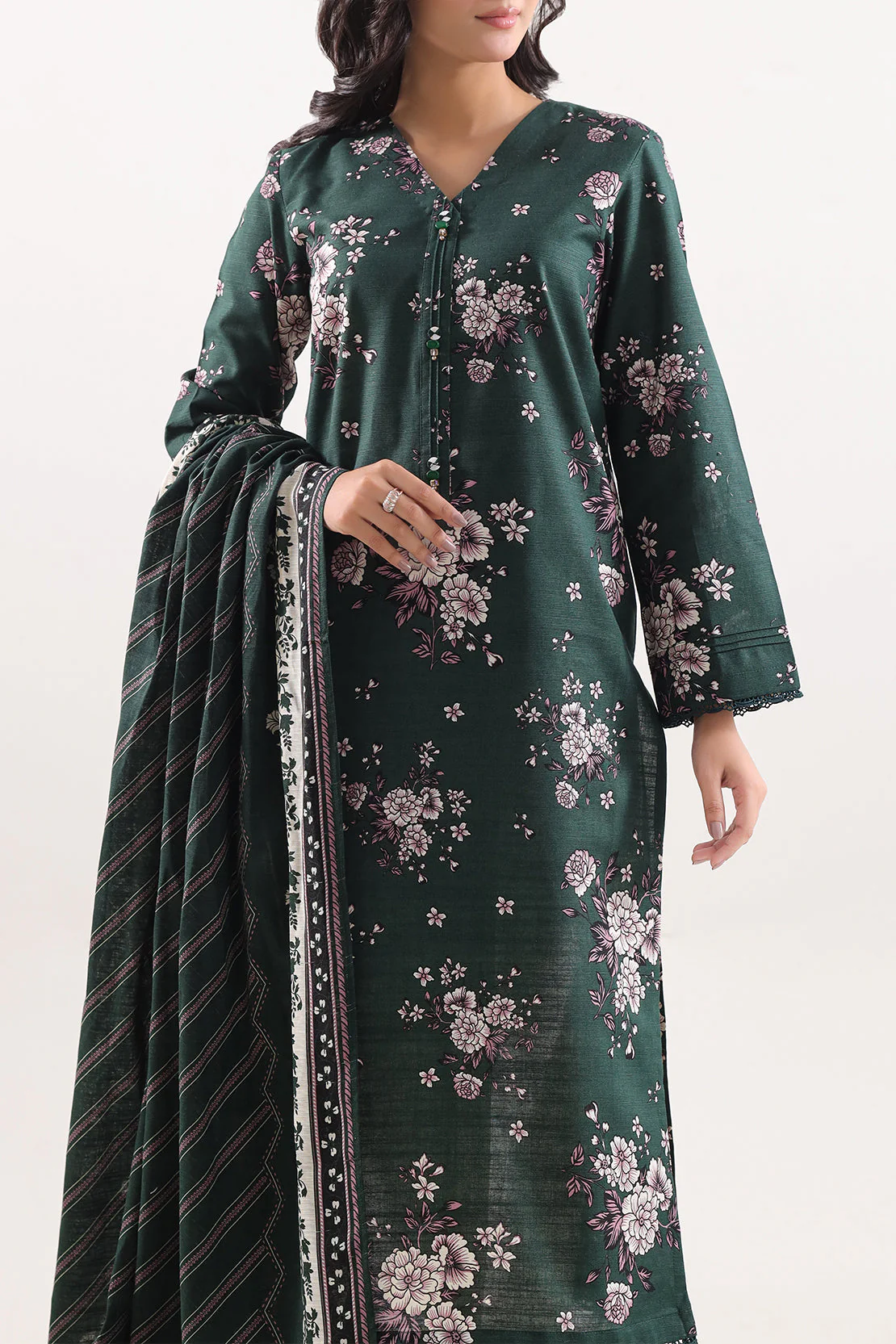 Unstitched Printed Warm Khaddar 3 Piece - Image 2