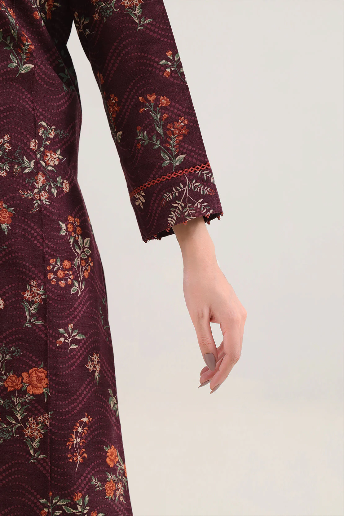 Unstitched Printed Warm Khaddar 3 Piece - Image 4