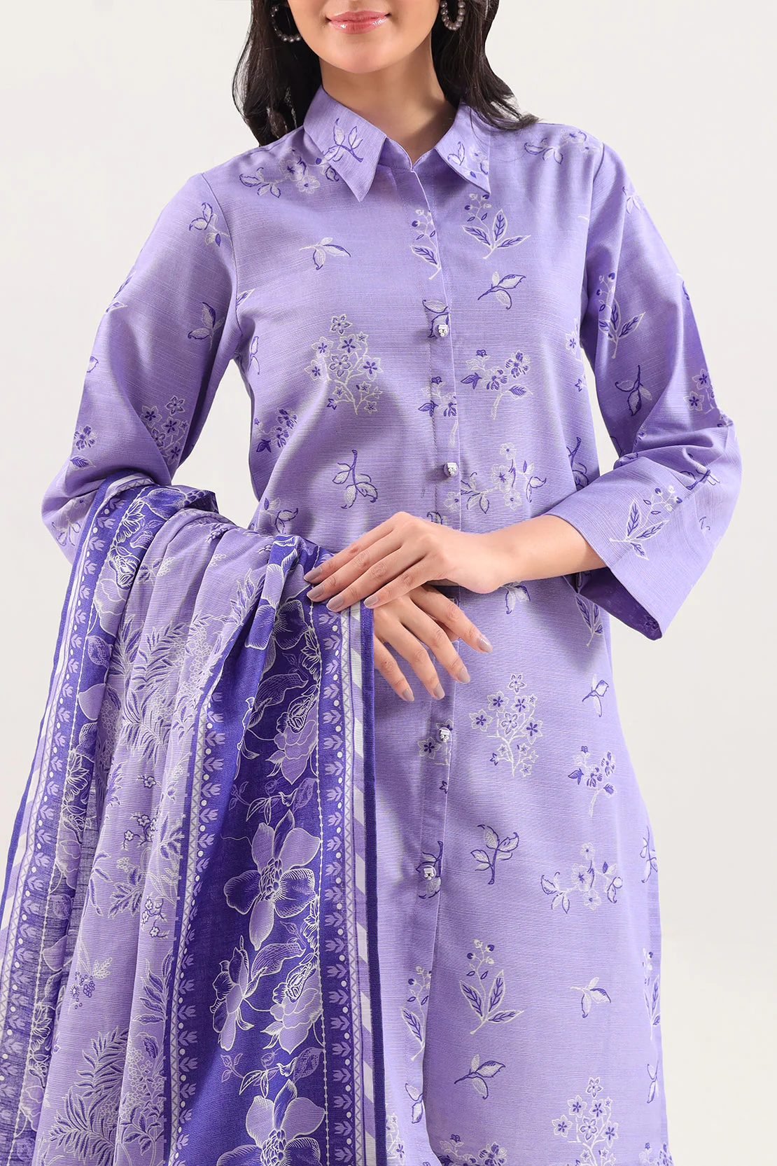 Unstitched Printed Warm Khaddar 3 Piece - Image 2