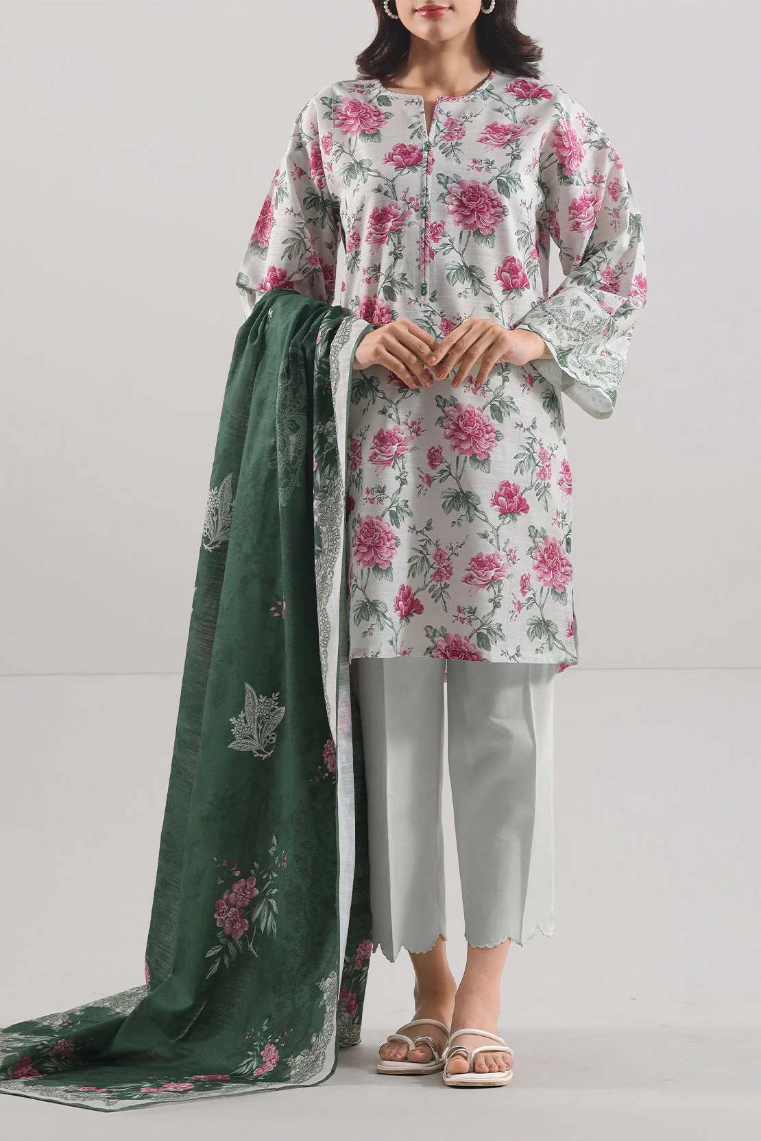 Unstitched Printed Cotton Khaddar 3 Piece