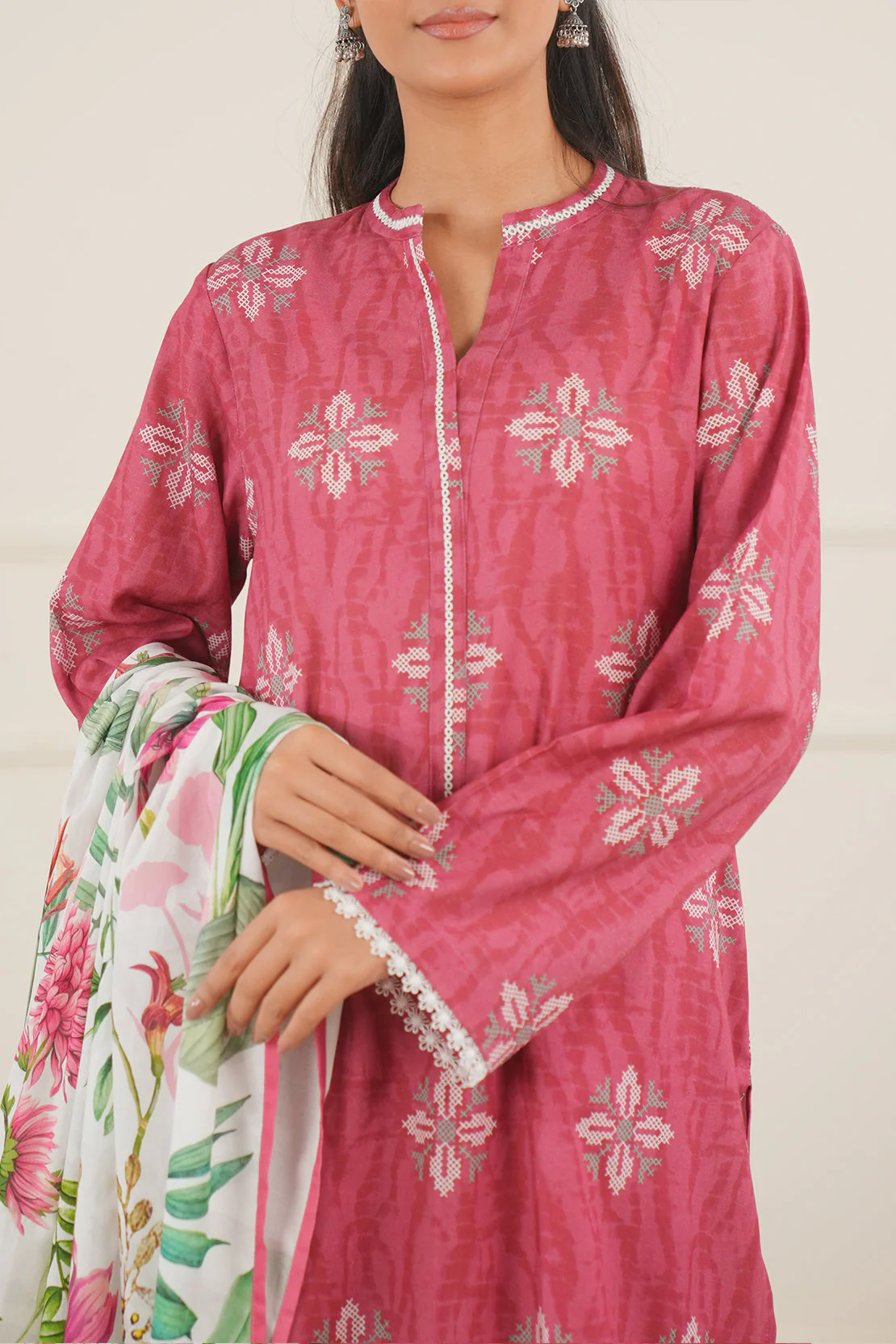 Unstitched Printed Cotton Viscose 2 Piece (Shirt/Trouser) - Image 6