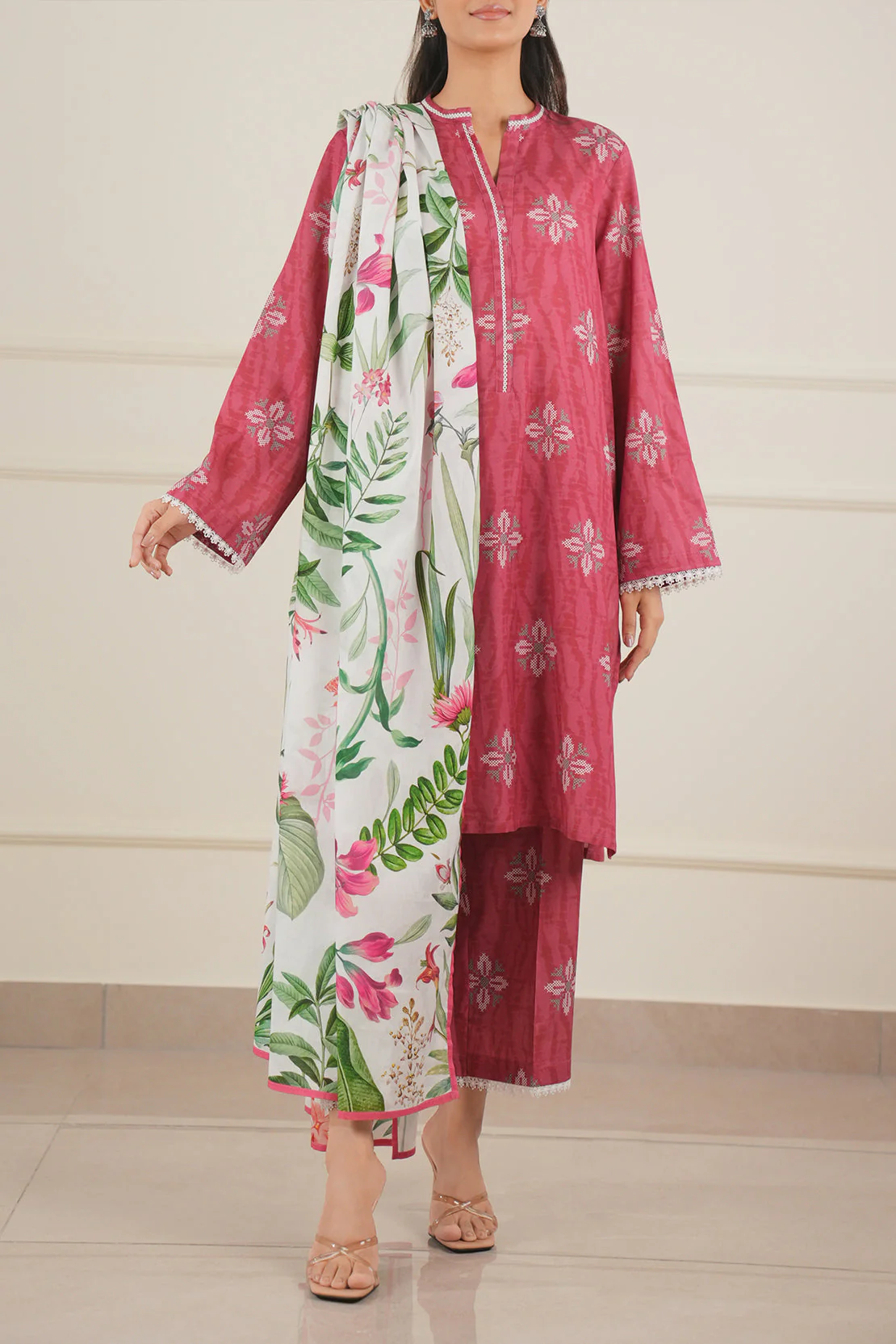 Unstitched Printed Cotton Viscose 2 Piece (Shirt/Trouser) - Image 9