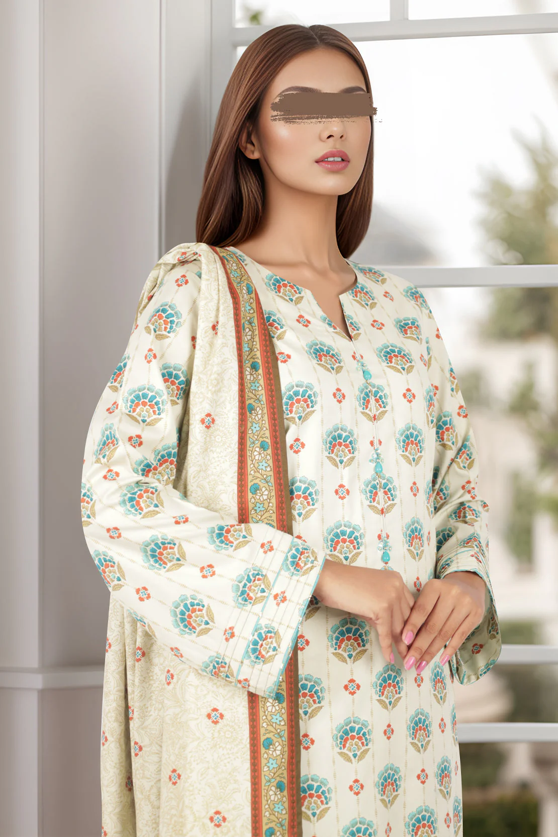 Unstitched Printed Cotton Viscose 3 Piece - Image 2