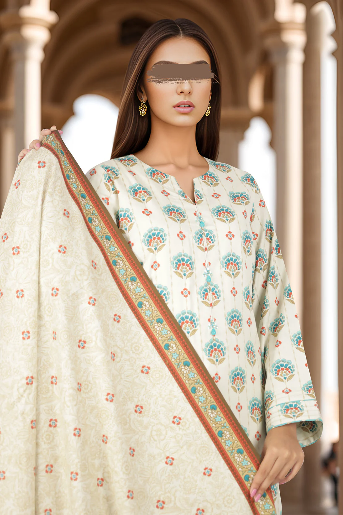 Unstitched Printed Cotton Viscose 3 Piece - Image 4