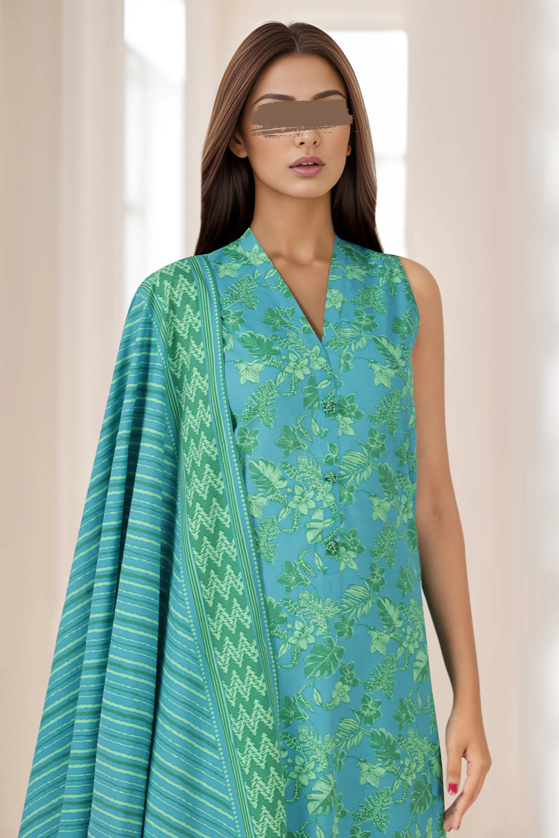 Unstitched Printed Cotton Viscose 3 Piece - Image 3