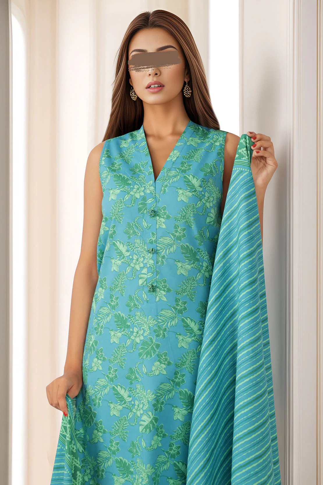 Unstitched Printed Cotton Viscose 3 Piece - Image 4