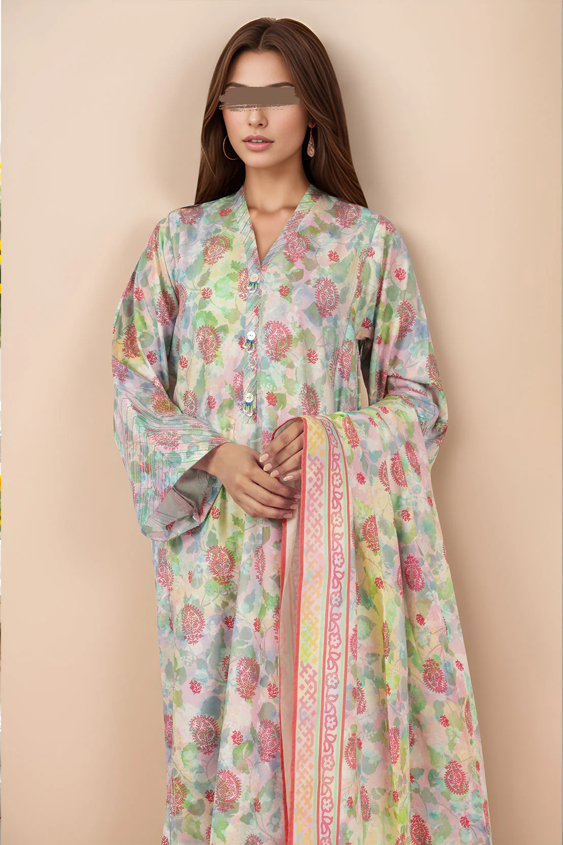 Unstitched Printed Cotton Viscose 3 Piece - Image 3