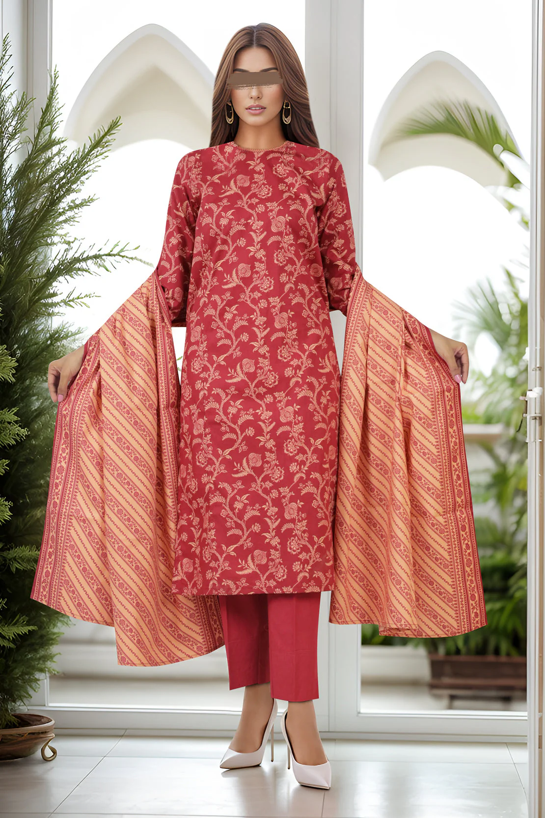Unstitched Printed Cotton Viscose 3 Piece - Image 2