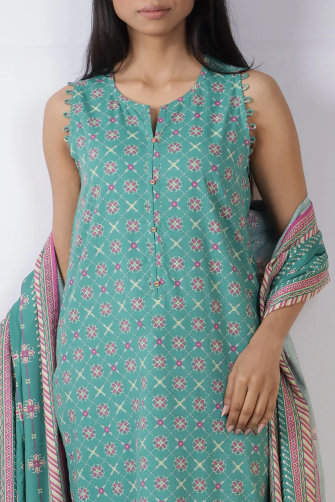 Unstitched Printed Cotton Viscose 3 Piece - Image 2