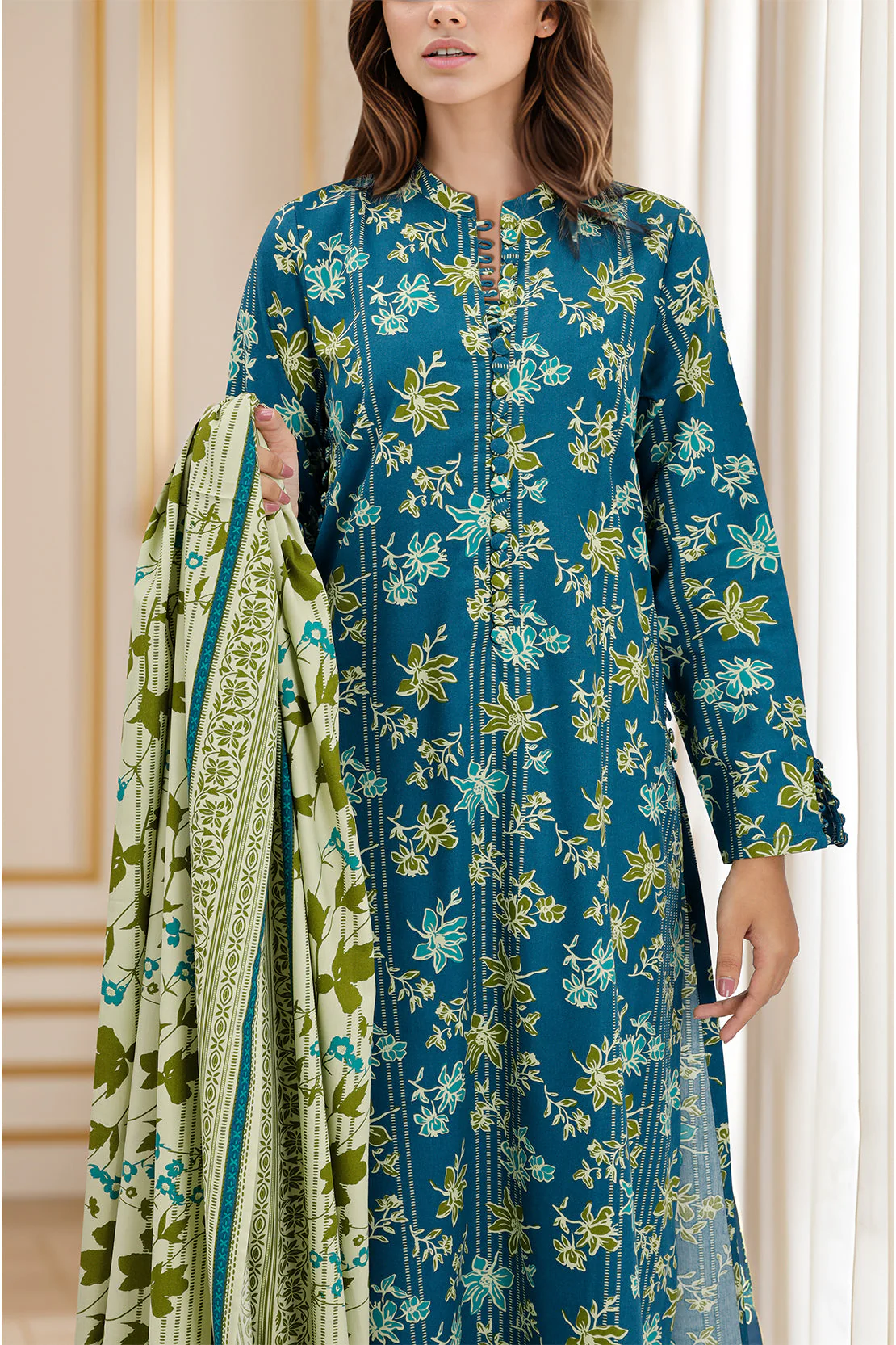 Unstitched Printed Cotton Viscose 3 Piece - Image 2
