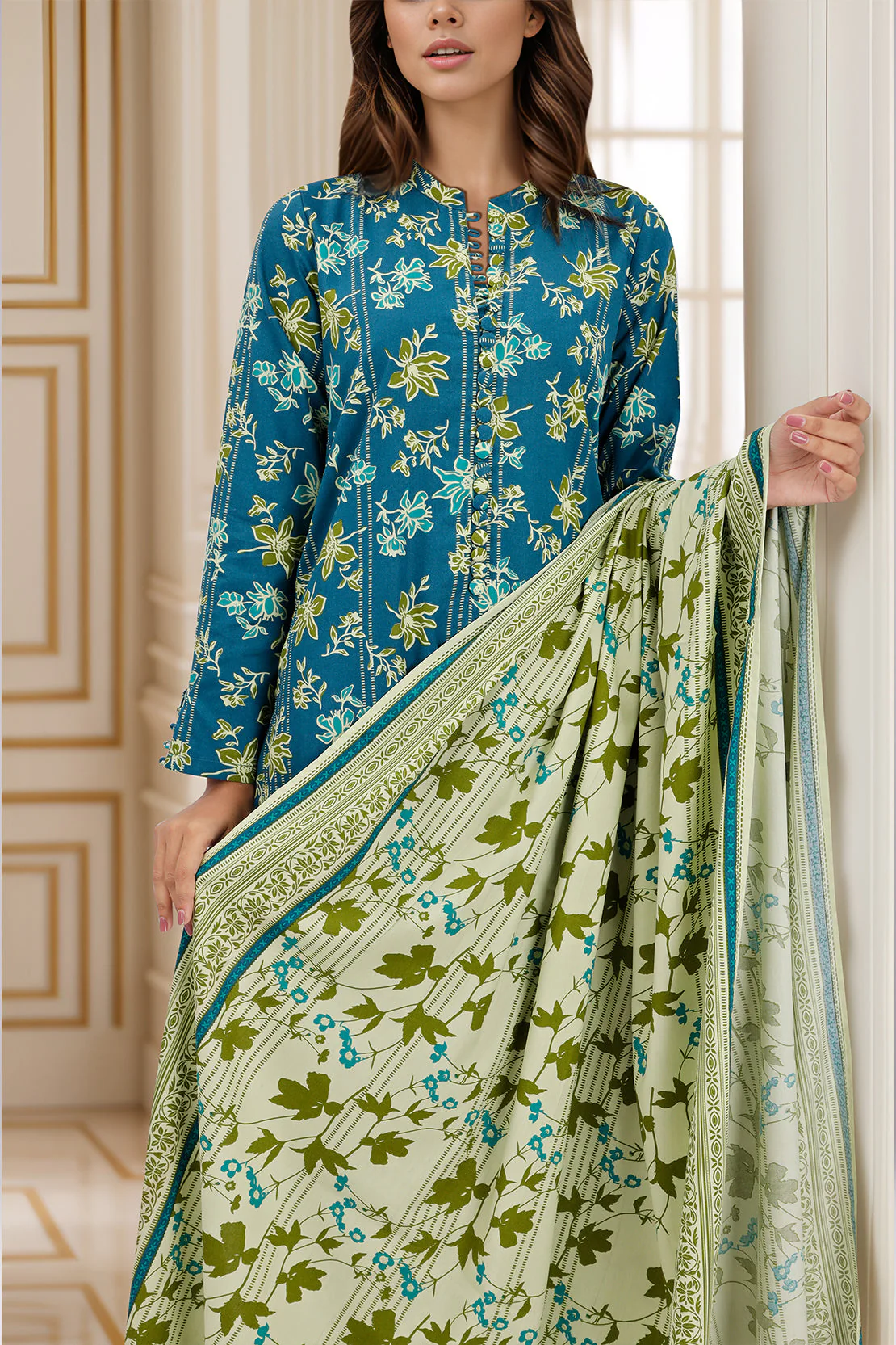 Unstitched Printed Cotton Viscose 3 Piece - Image 3