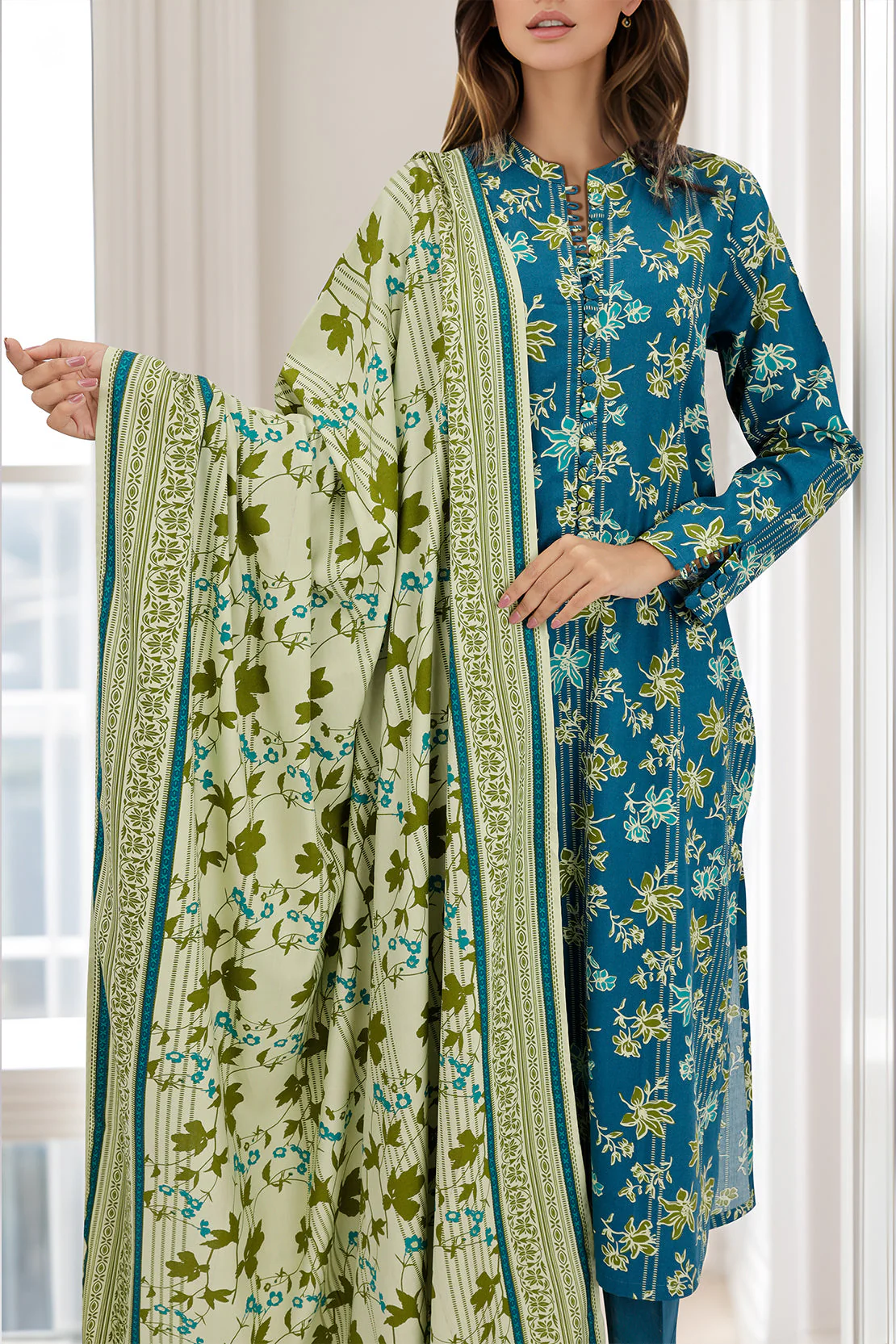 Unstitched Printed Cotton Viscose 3 Piece - Image 4