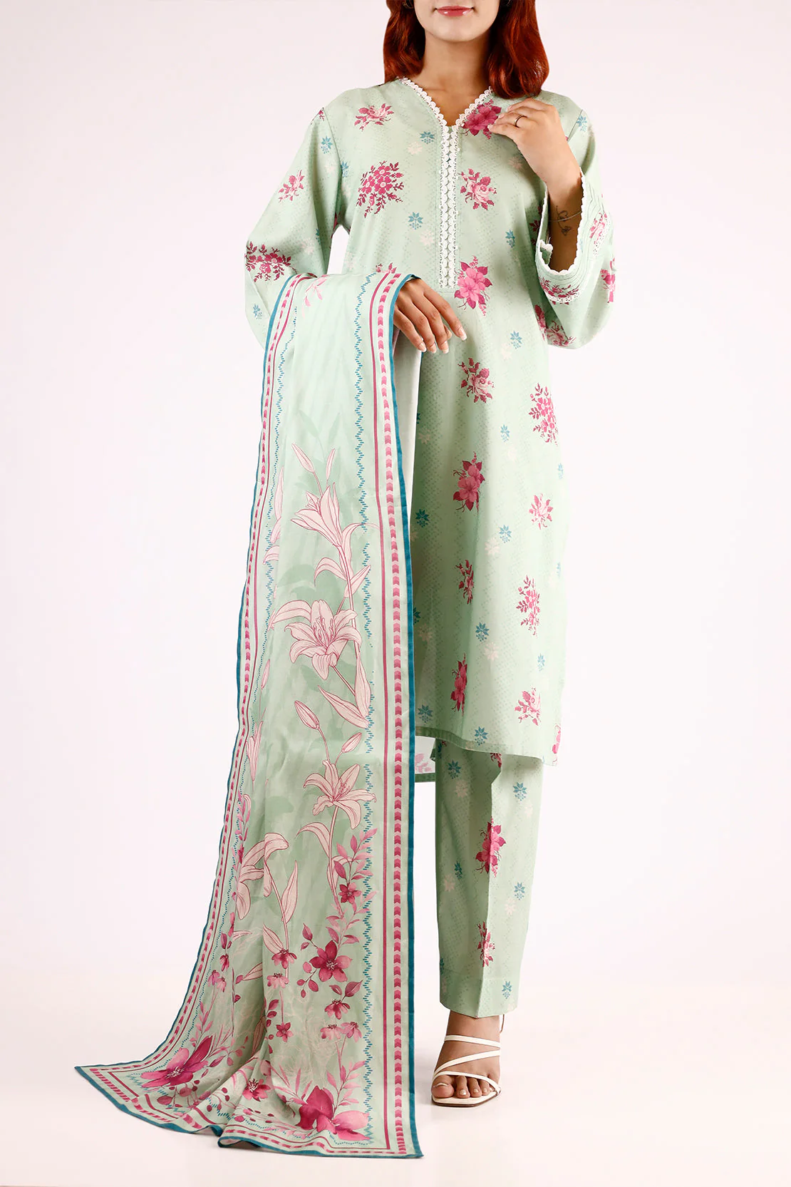 Unstitched Printed Cotton Viscose 3 Piece - Image 2
